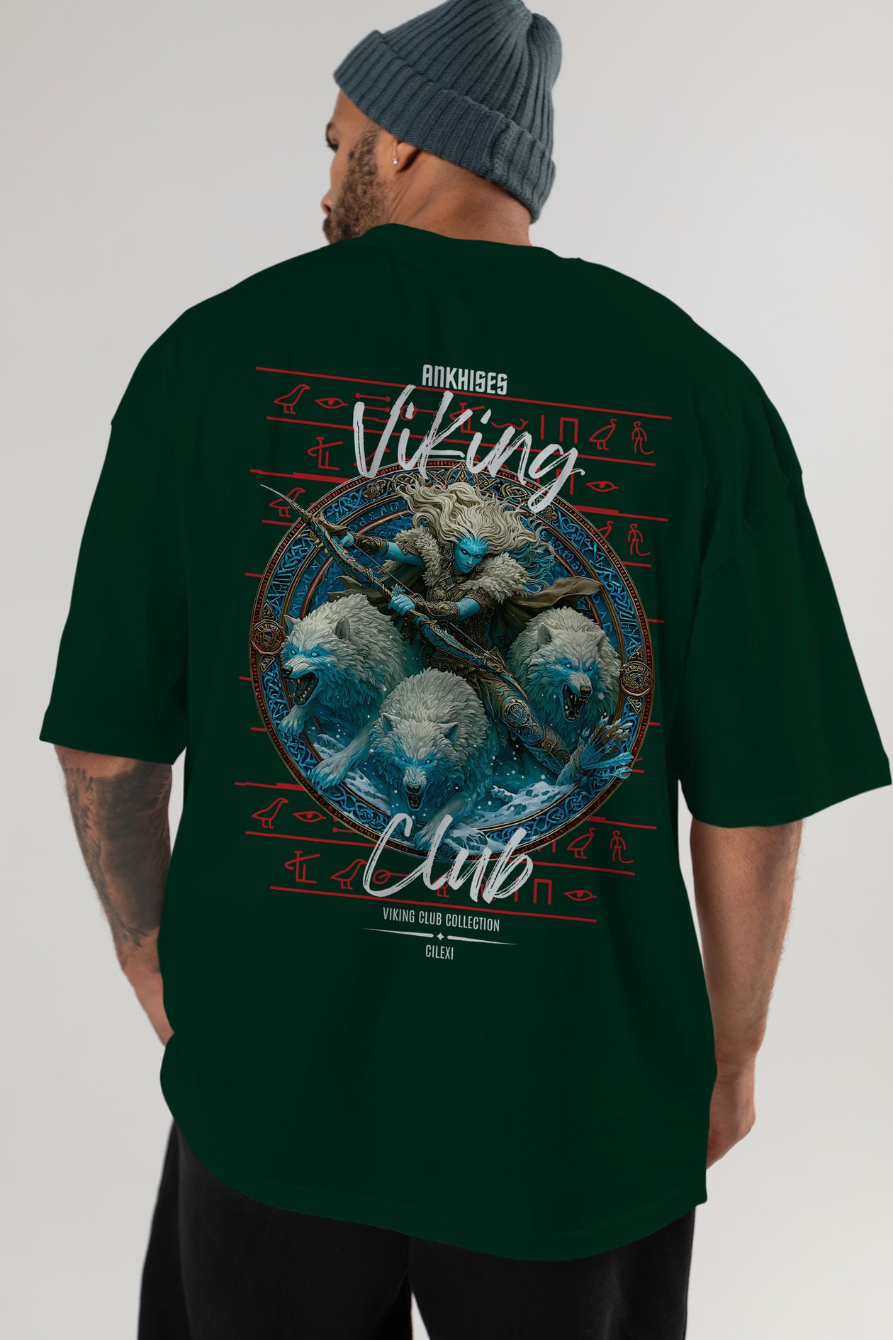 Skadi Arka Baskılı Oversize t-shirt Erkek Kadın %100 Pamuk Bisiklet Yaka tişort
