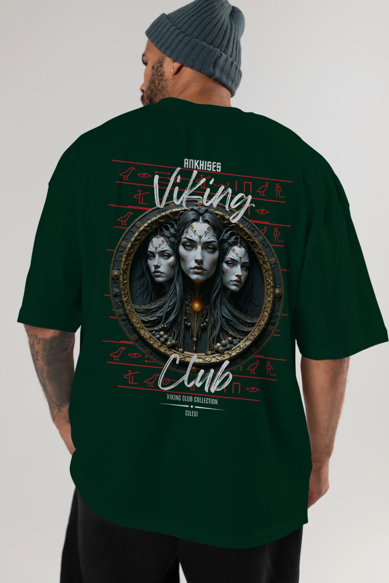 Viking Mitolojisi Serisi 23 Arka Baskılı Oversize t-shirt Erkek Kadın %100 Pamuk Bisiklet Yaka tişort