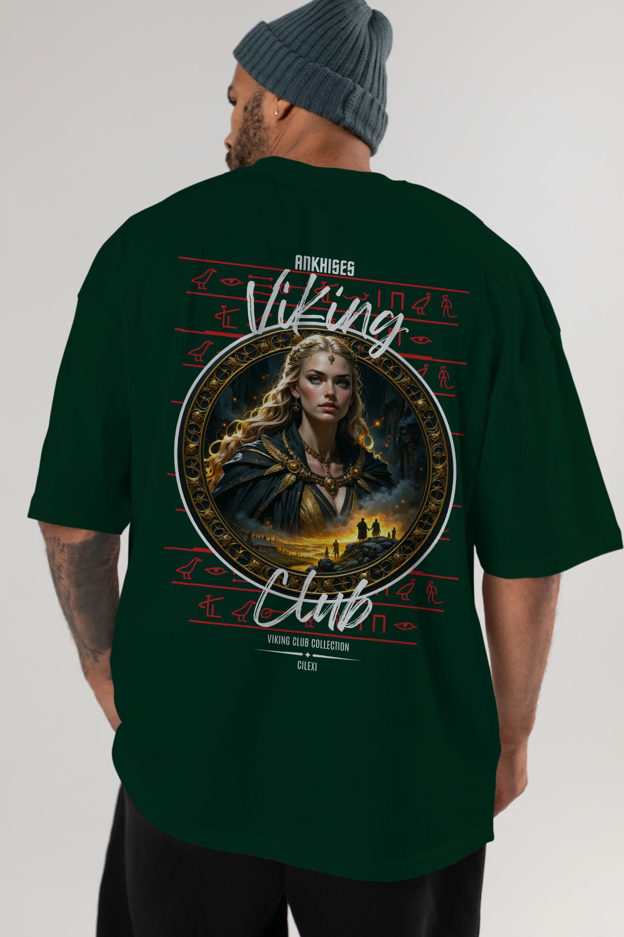 Viking Mitolojisi Serisi 1 Arka Baskılı Oversize t-shirt Erkek Kadın %100 Pamuk Bisiklet Yaka tişort