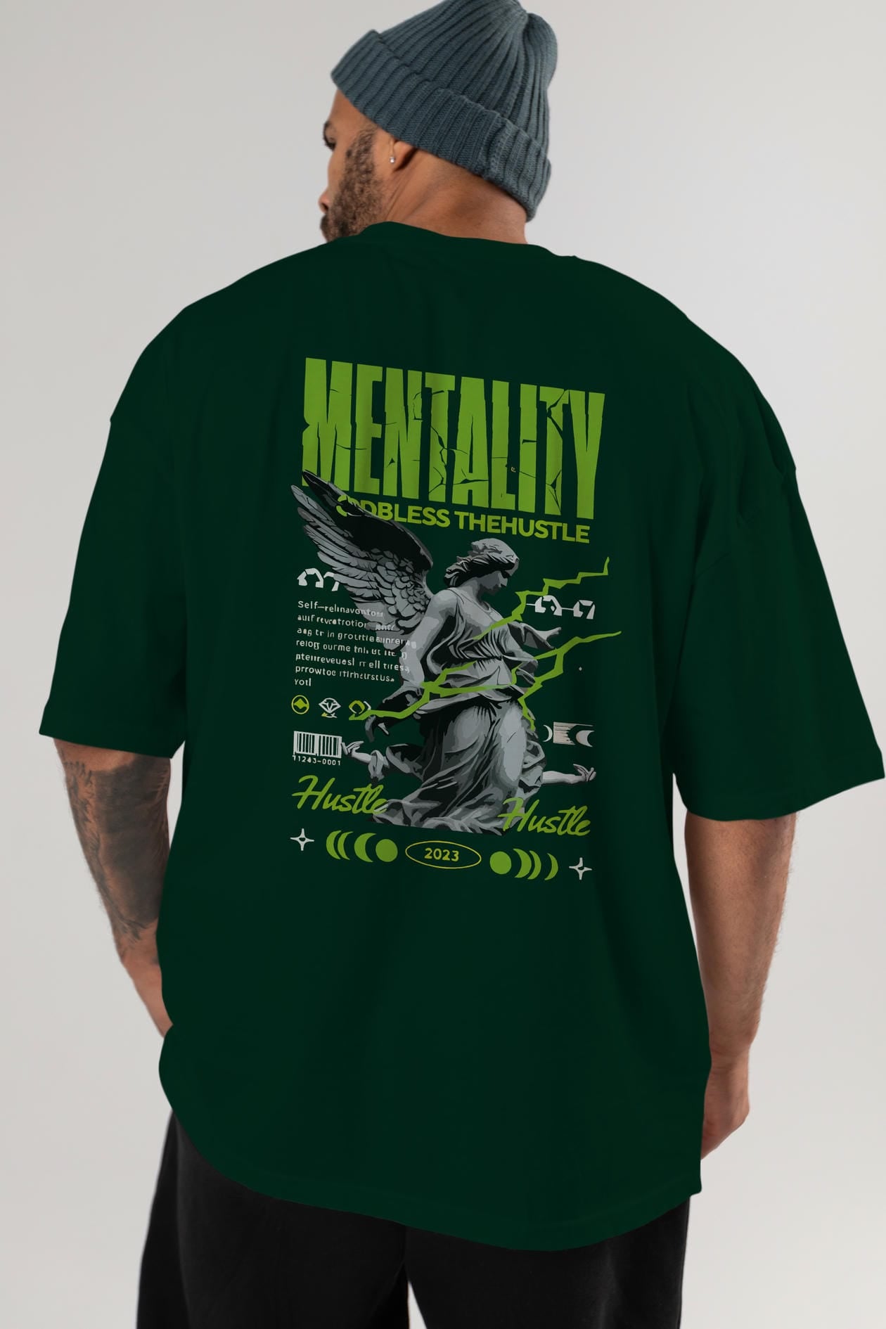 Mentality Arka Baskılı Oversize t-shirt Erkek Kadın %100 Pamuk Bisiklet Yaka tişort
