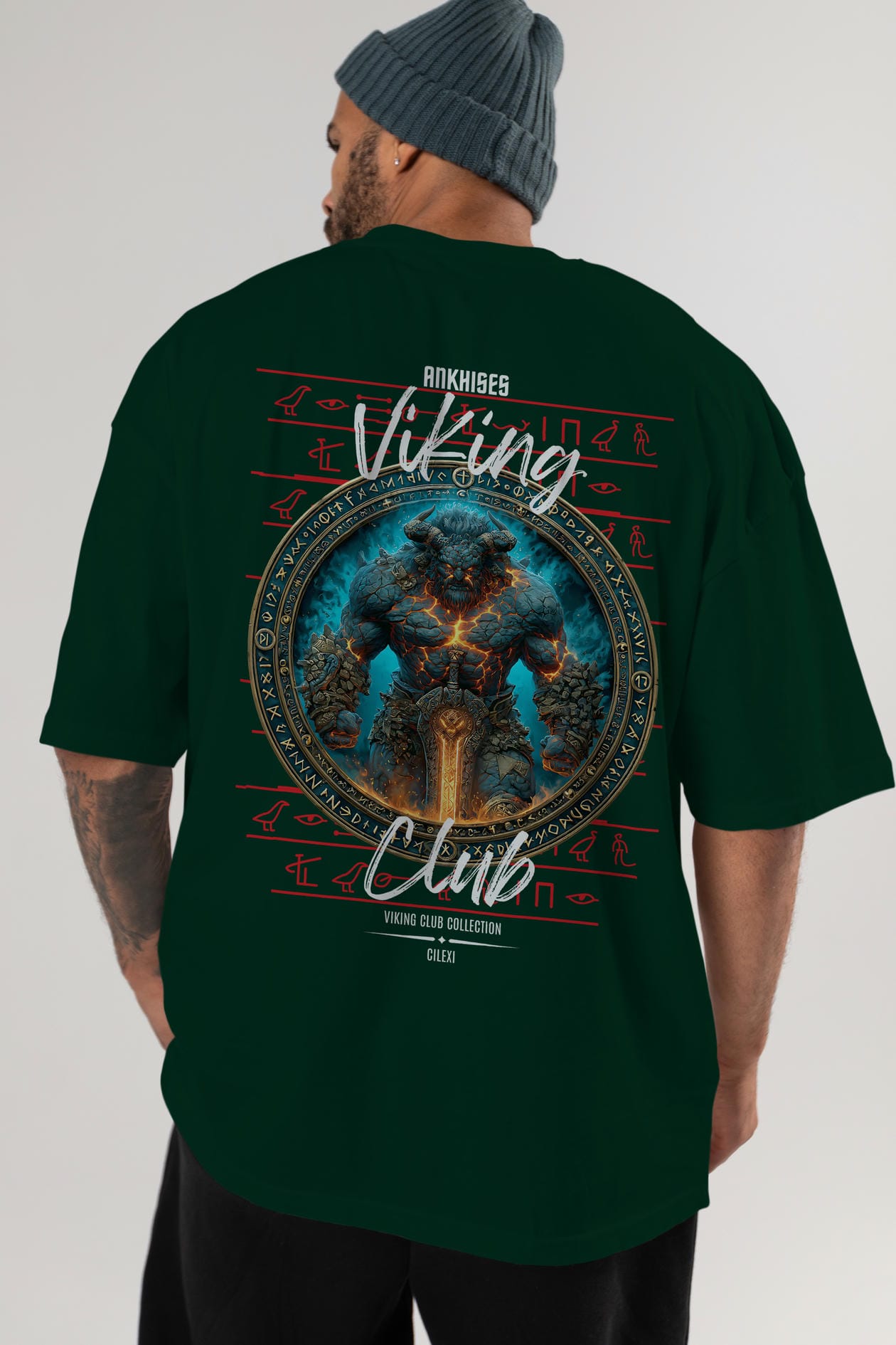 Surtr Arka Baskılı Oversize t-shirt Erkek Kadın %100 Pamuk Bisiklet Yaka tişort