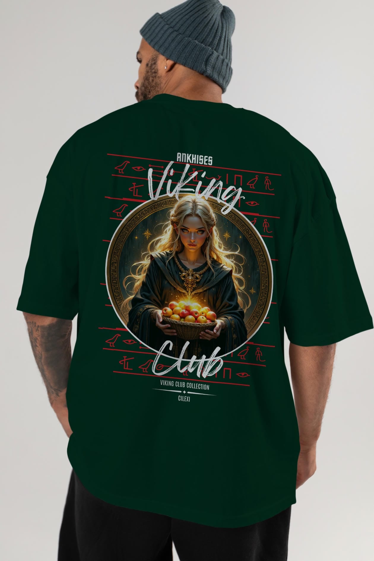 Viking Mitolojisi Serisi 16 Arka Baskılı Oversize t-shirt Erkek Kadın %100 Pamuk Bisiklet Yaka tişort