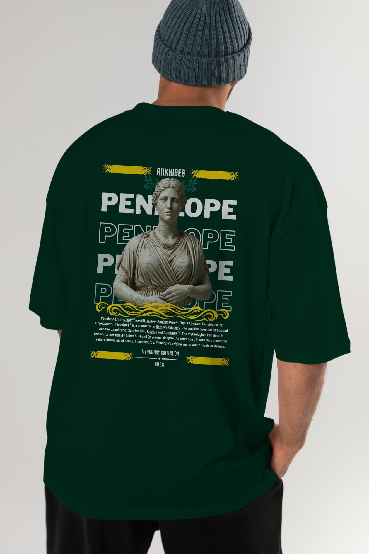Penelope 1 Arka Baskılı Oversize t-shirt Erkek Kadın %100 Pamuk Bisiklet Yaka tişort