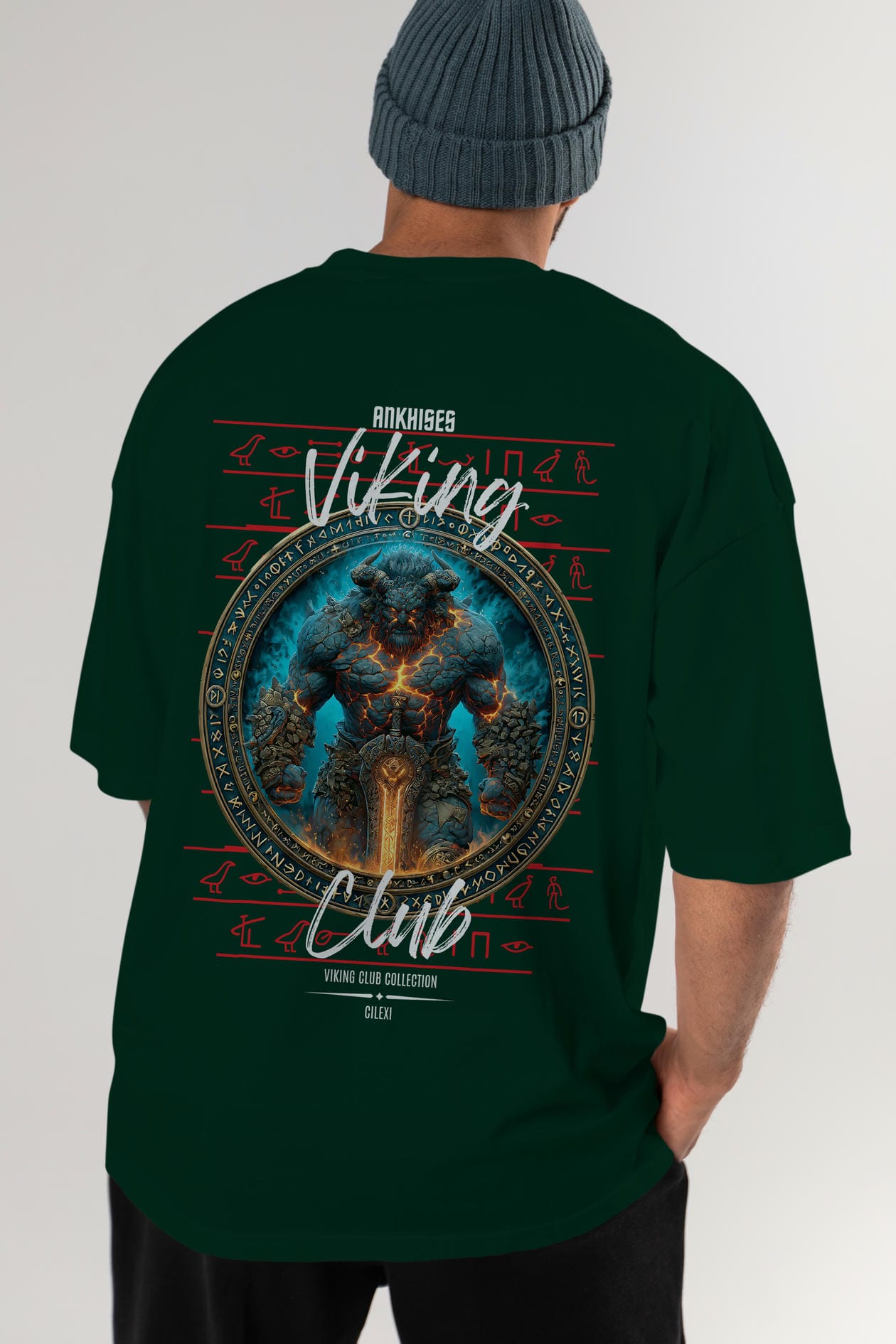 Surtr Arka Baskılı Oversize t-shirt Erkek Kadın %100 Pamuk Bisiklet Yaka tişort
