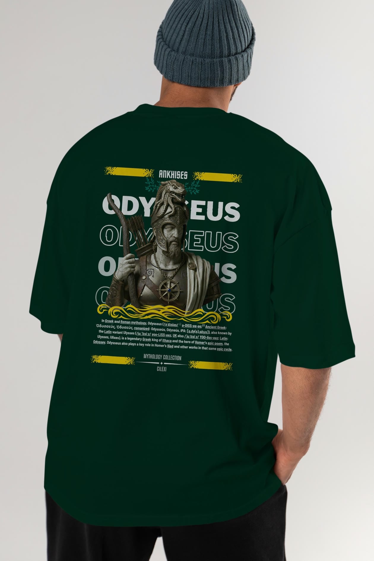 Odysseus 2 Arka Baskılı Oversize t-shirt Erkek Kadın %100 Pamuk Bisiklet Yaka tişort