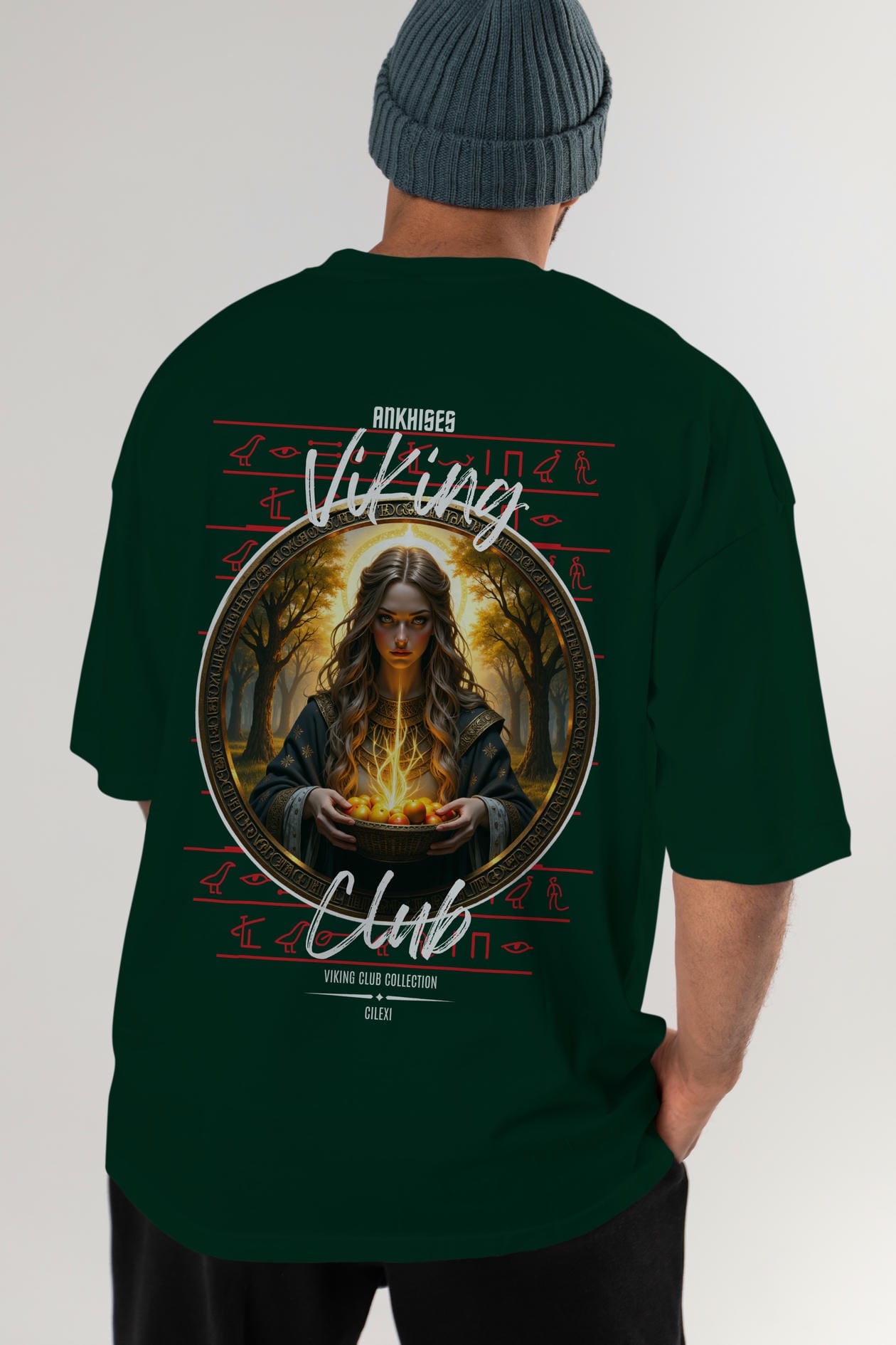 Viking Mitolojisi Serisi 17 Arka Baskılı Oversize t-shirt Erkek Kadın %100 Pamuk Bisiklet Yaka tişort