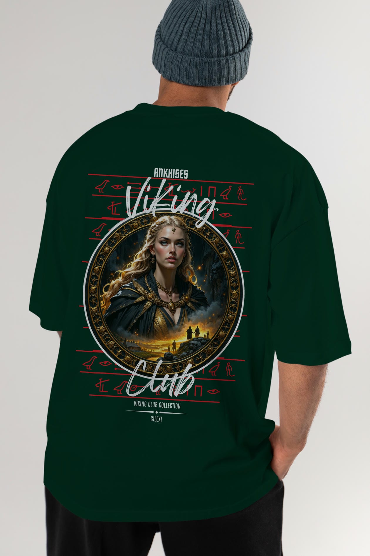 Viking Mitolojisi Serisi 1 Arka Baskılı Oversize t-shirt Erkek Kadın %100 Pamuk Bisiklet Yaka tişort