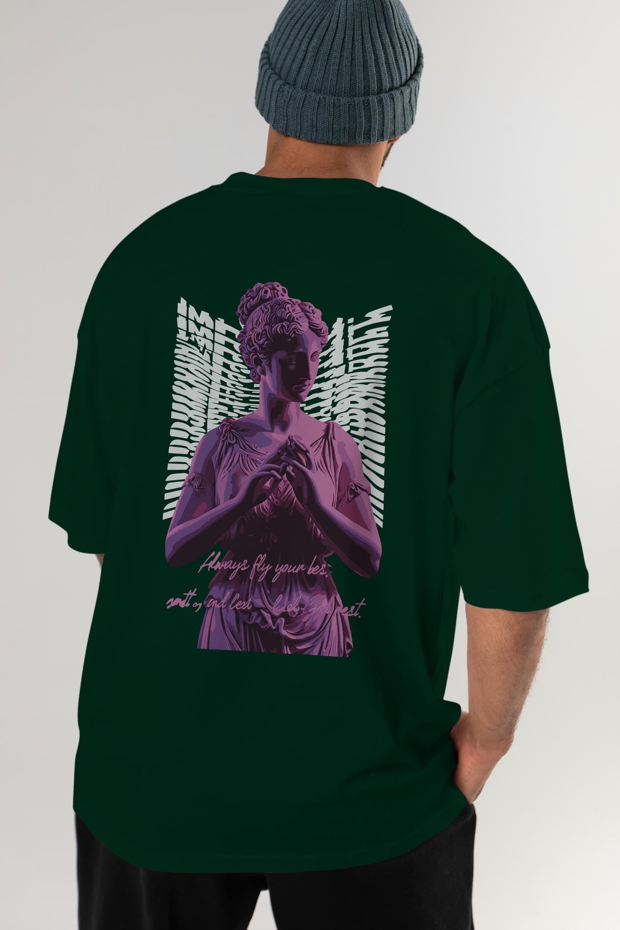 Always Fly Arka Baskılı Oversize t-shirt Erkek Kadın %100 Pamuk Bisiklet Yaka tişort