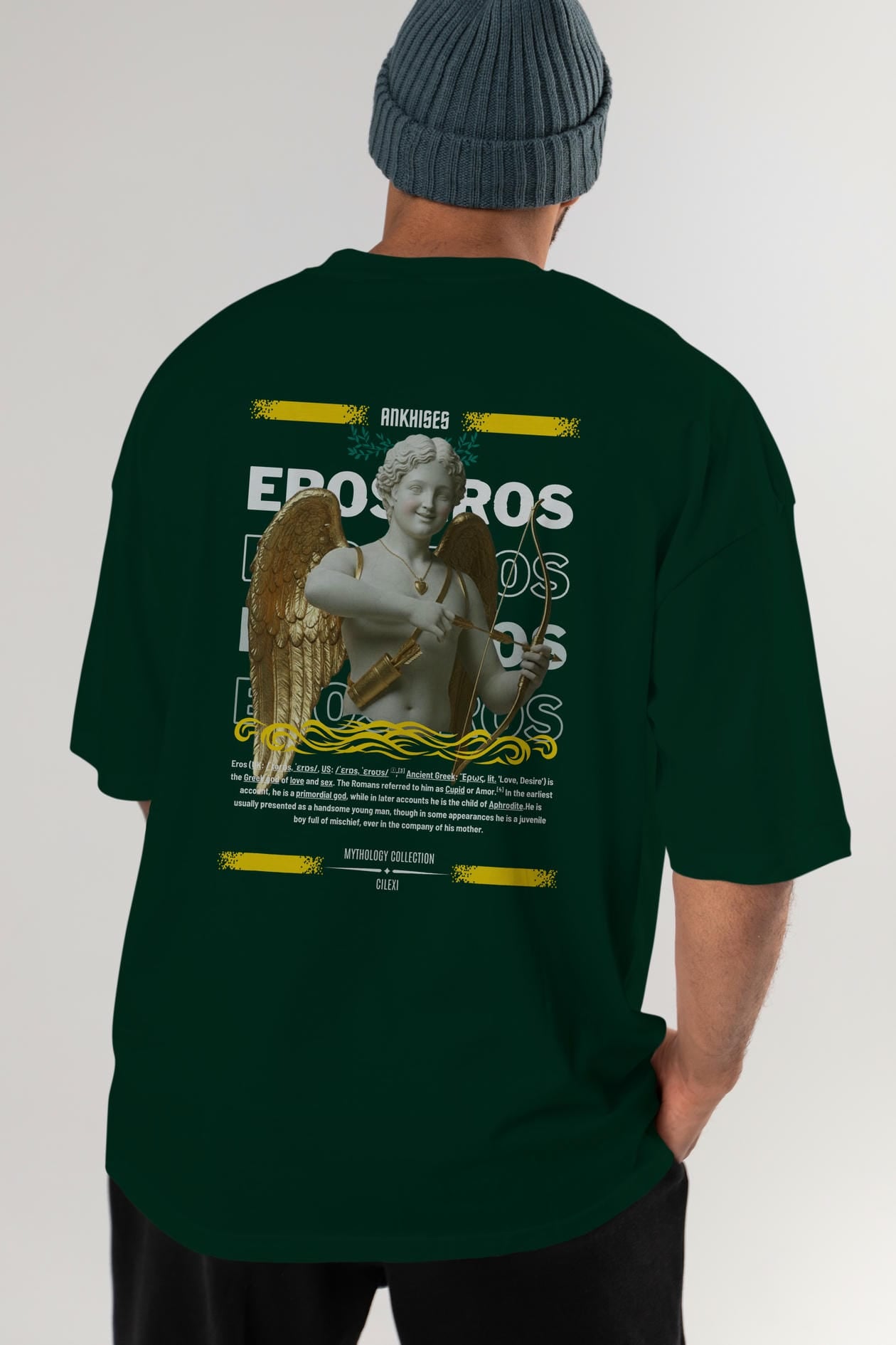 Eros Arka Baskılı Oversize t-shirt Erkek Kadın %100 Pamuk Bisiklet Yaka tişort