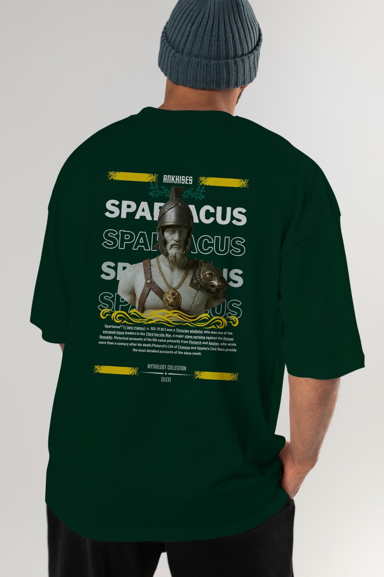 Spartacus 2 Arka Baskılı Oversize t-shirt Erkek Kadın %100 Pamuk Bisiklet Yaka tişort