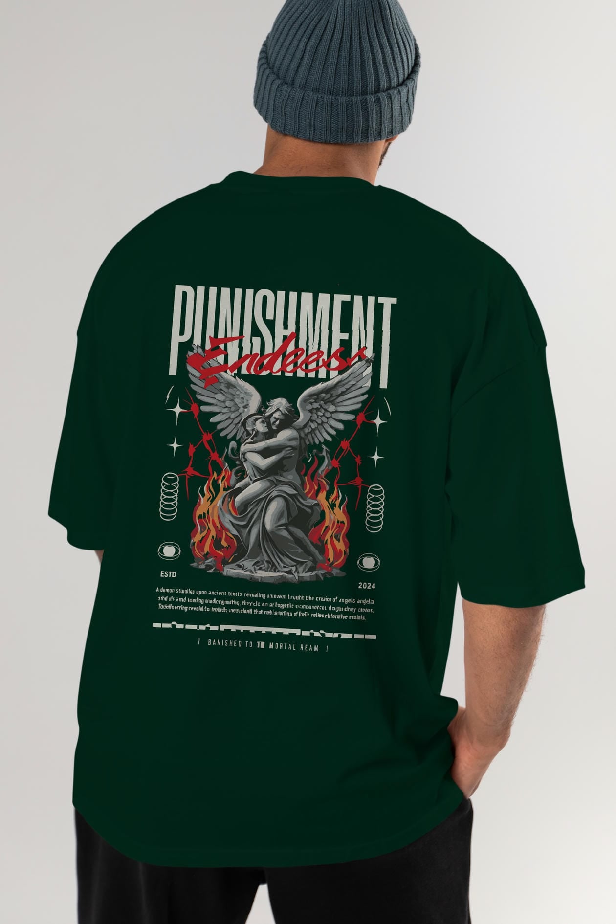 Punishment Endeess Arka Baskılı Oversize t-shirt Erkek Kadın %100 Pamuk Bisiklet Yaka tişort
