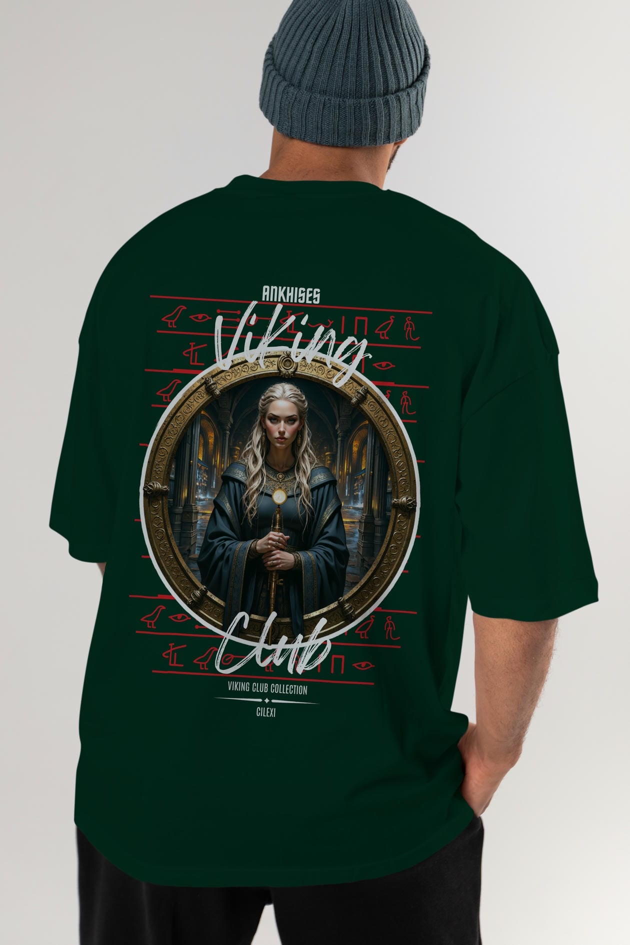 Viking Mitolojisi Serisi 5 Arka Baskılı Oversize t-shirt Erkek Kadın %100 Pamuk Bisiklet Yaka tişort