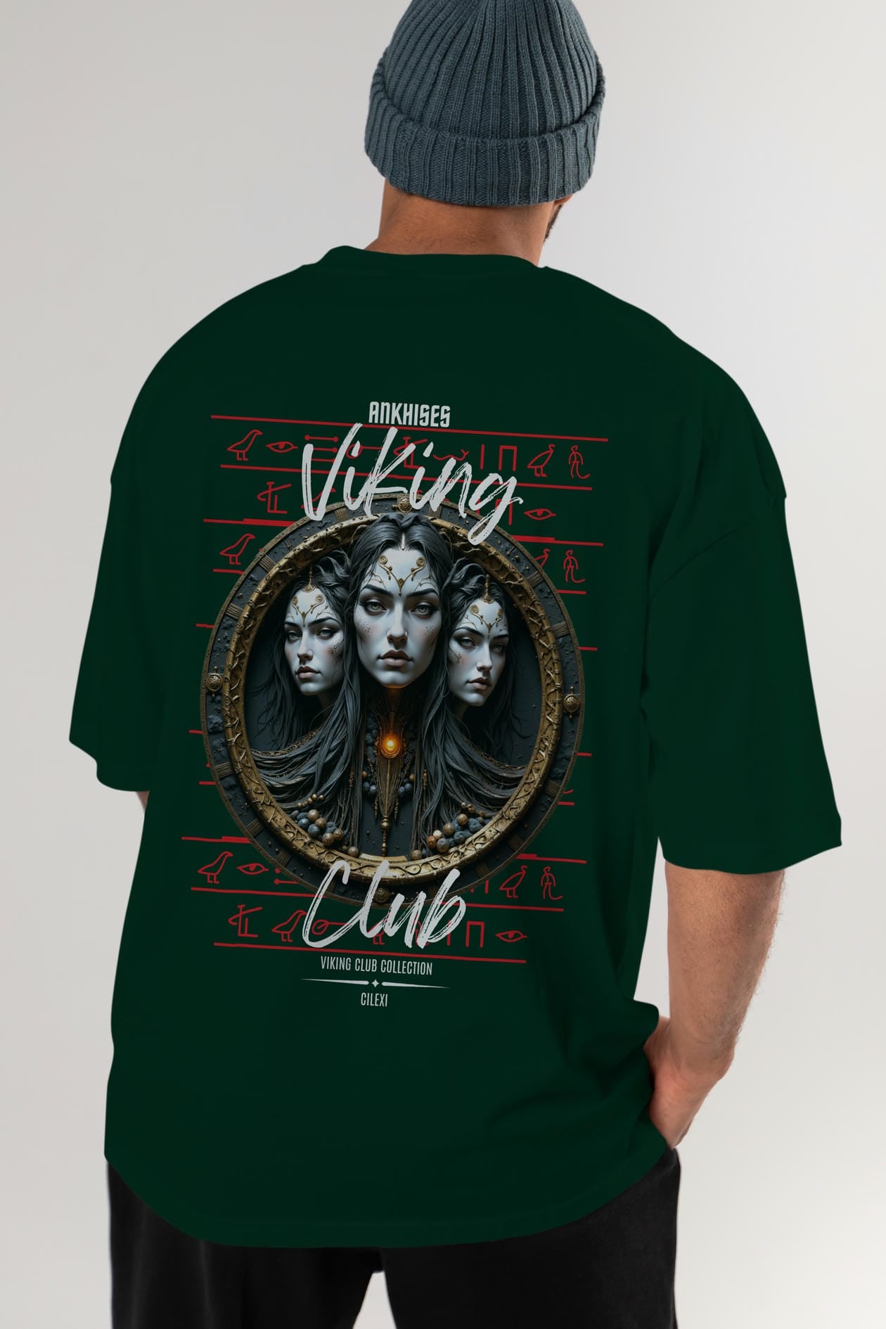 Viking Mitolojisi Serisi 23 Arka Baskılı Oversize t-shirt Erkek Kadın %100 Pamuk Bisiklet Yaka tişort
