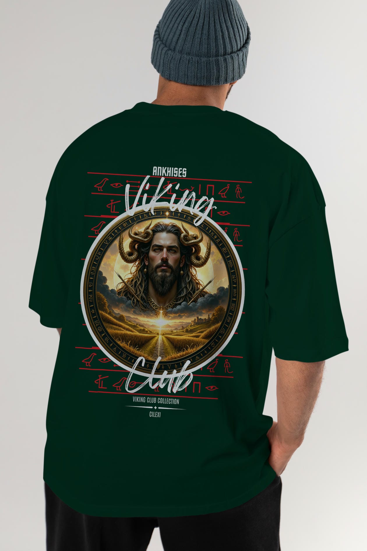 Viking Mitolojisi Serisi 3 Arka Baskılı Oversize t-shirt Erkek Kadın %100 Pamuk Bisiklet Yaka tişort