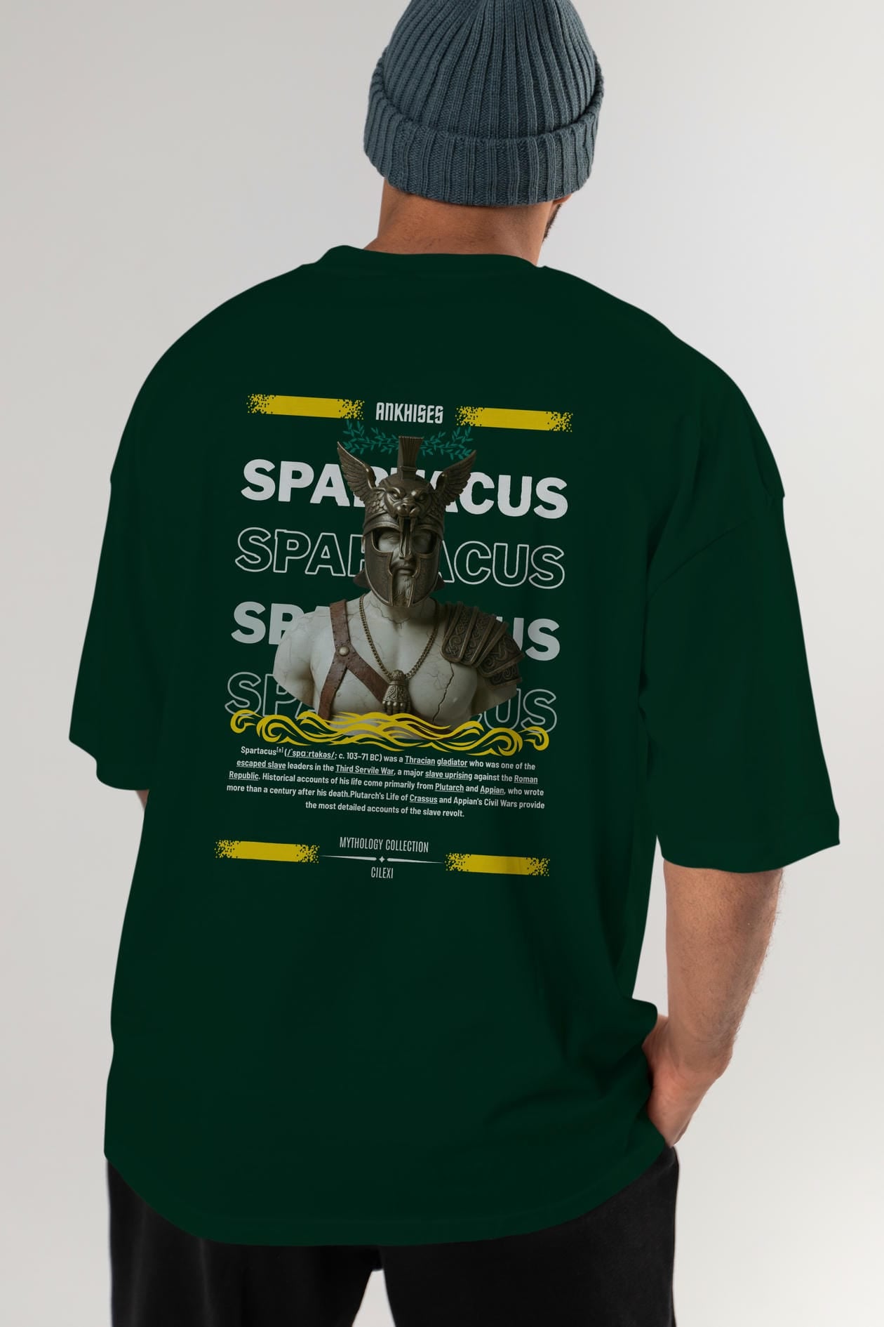 Spartacus 1 Arka Baskılı Oversize t-shirt Erkek Kadın %100 Pamuk Bisiklet Yaka tişort