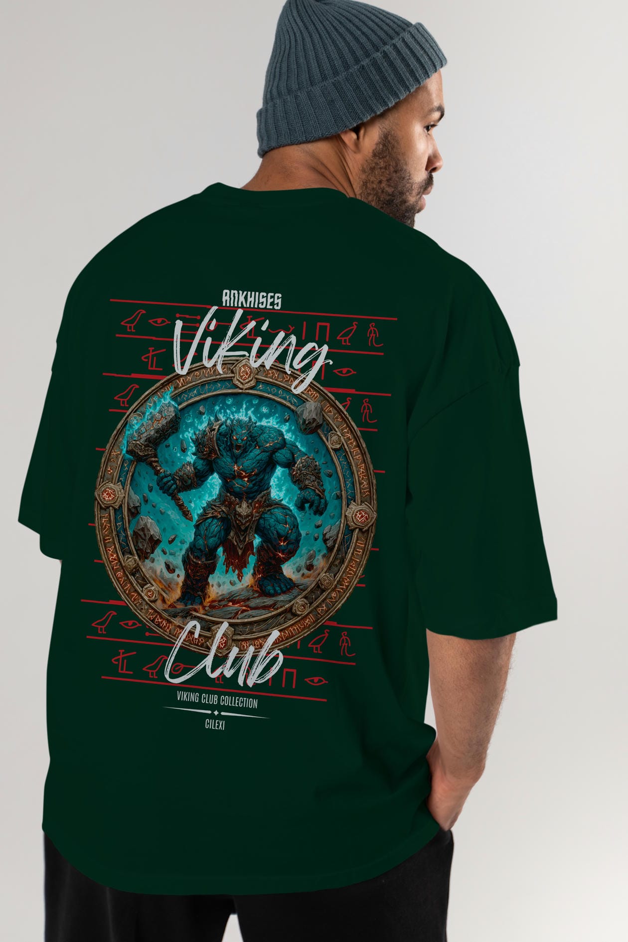 Hrungnir Baskılı Oversize t-shirt Erkek Kadın %100 Pamuk Bisiklet Yaka tişort