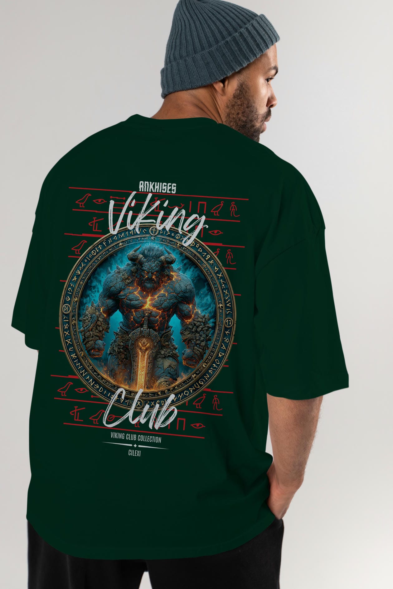 Surtr Arka Baskılı Oversize t-shirt Erkek Kadın %100 Pamuk Bisiklet Yaka tişort