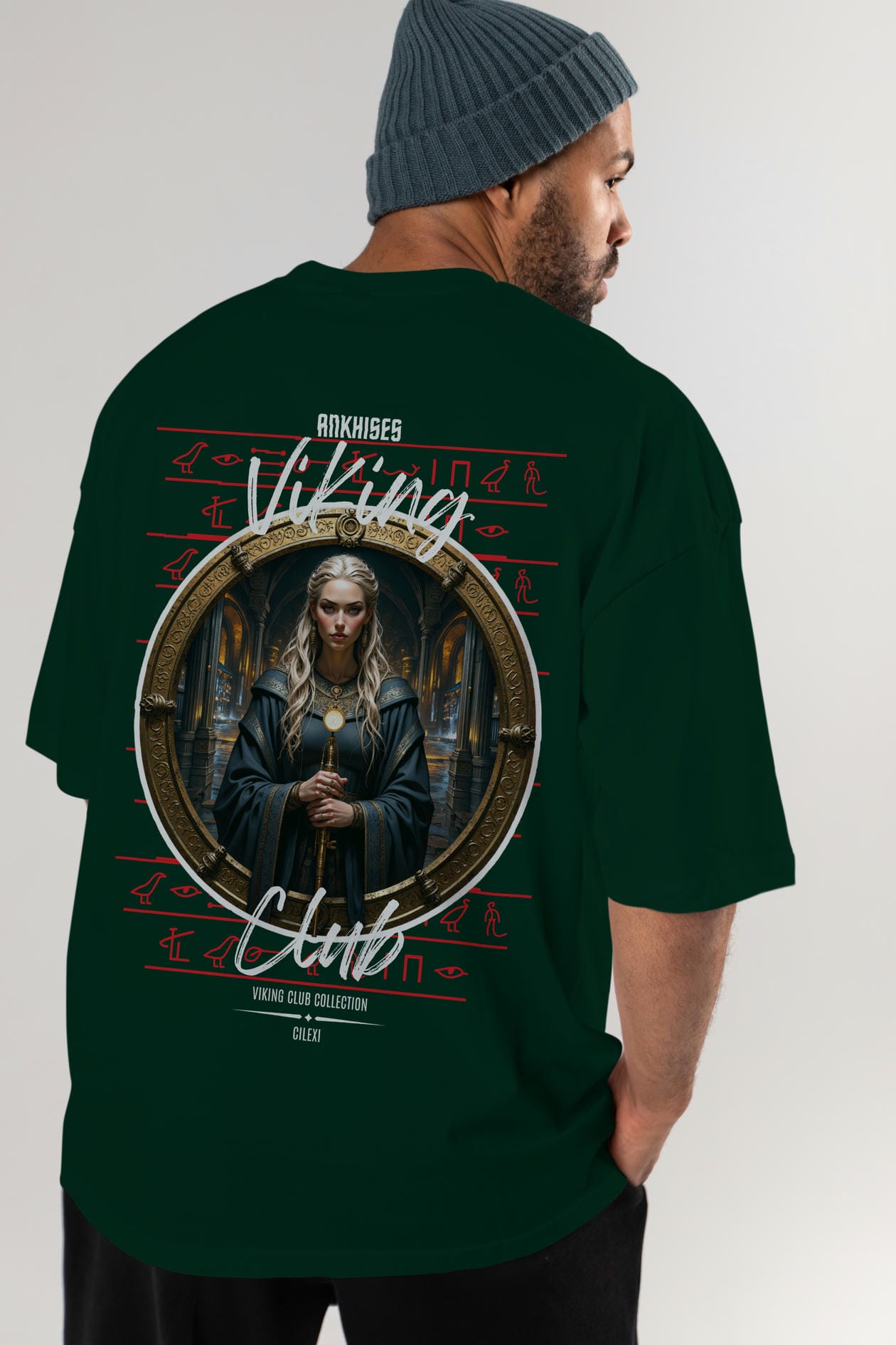 Viking Mitolojisi Serisi 5 Arka Baskılı Oversize t-shirt Erkek Kadın %100 Pamuk Bisiklet Yaka tişort
