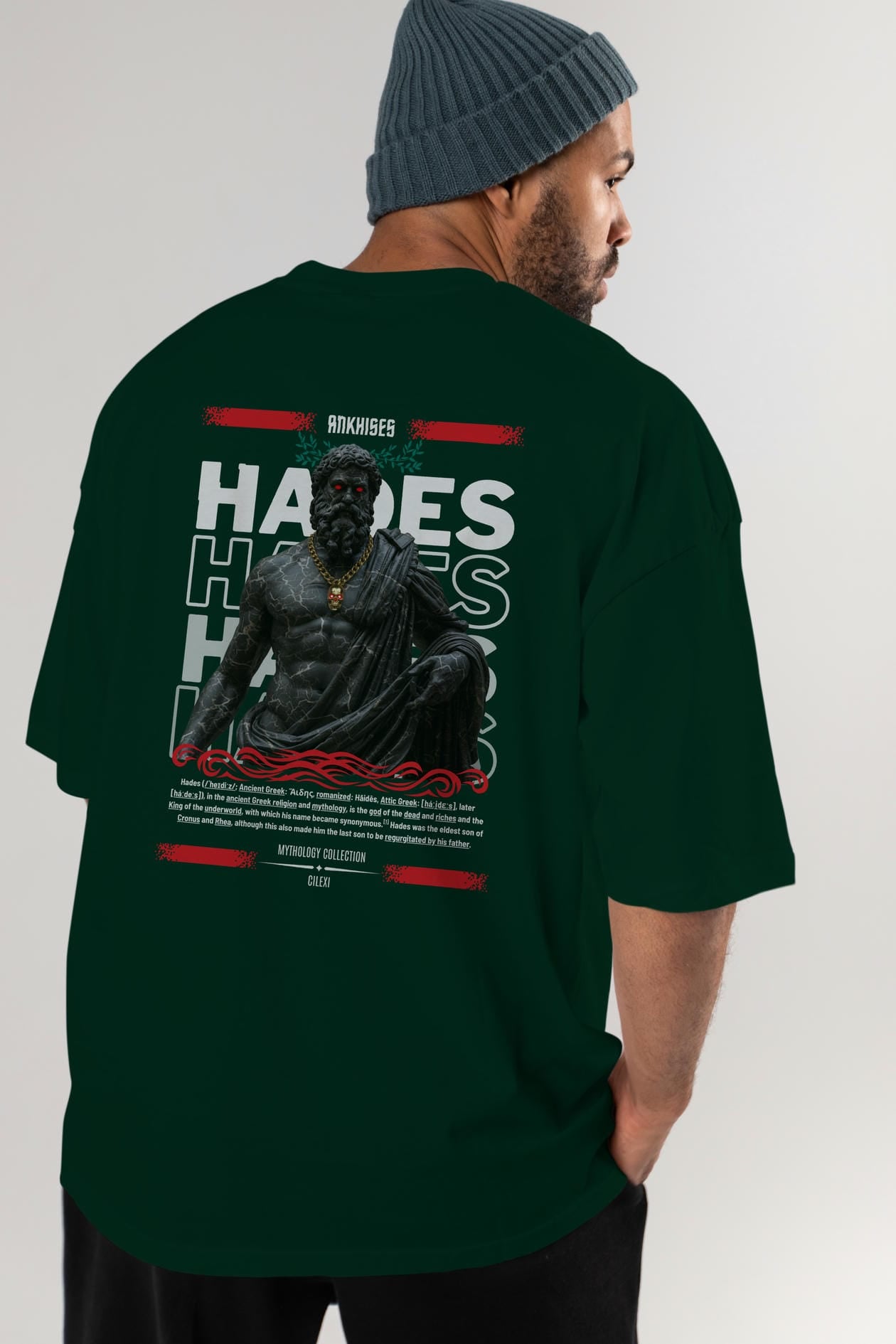 Hades 1 Arka Baskılı Oversize t-shirt Erkek Kadın %100 Pamuk Bisiklet Yaka tişort