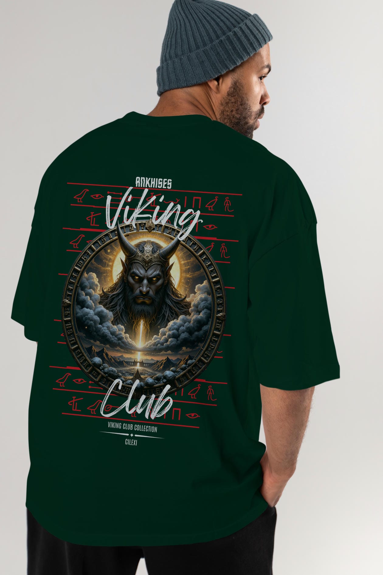 Viking Mitolojisi Serisi 9 Arka Baskılı Oversize t-shirt Erkek Kadın %100 Pamuk Bisiklet Yaka tişort