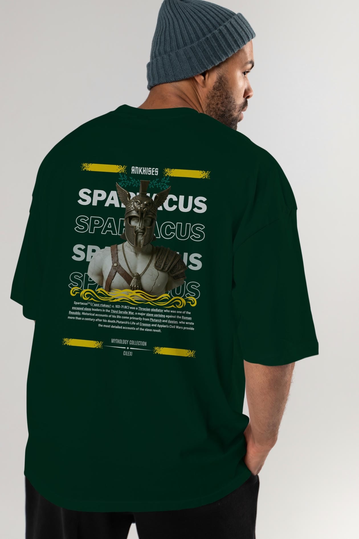 Spartacus 1 Arka Baskılı Oversize t-shirt Erkek Kadın %100 Pamuk Bisiklet Yaka tişort