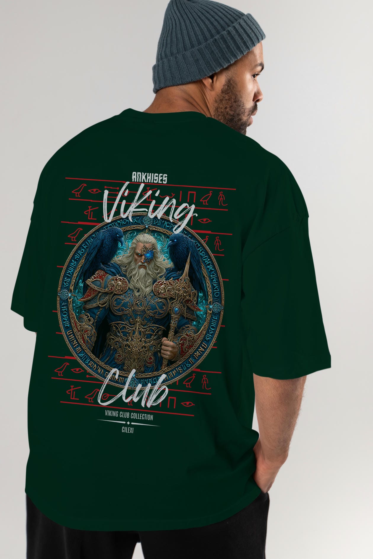 Odin Arka Baskılı Oversize t-shirt Erkek Kadın %100 Pamuk Bisiklet Yaka tişort