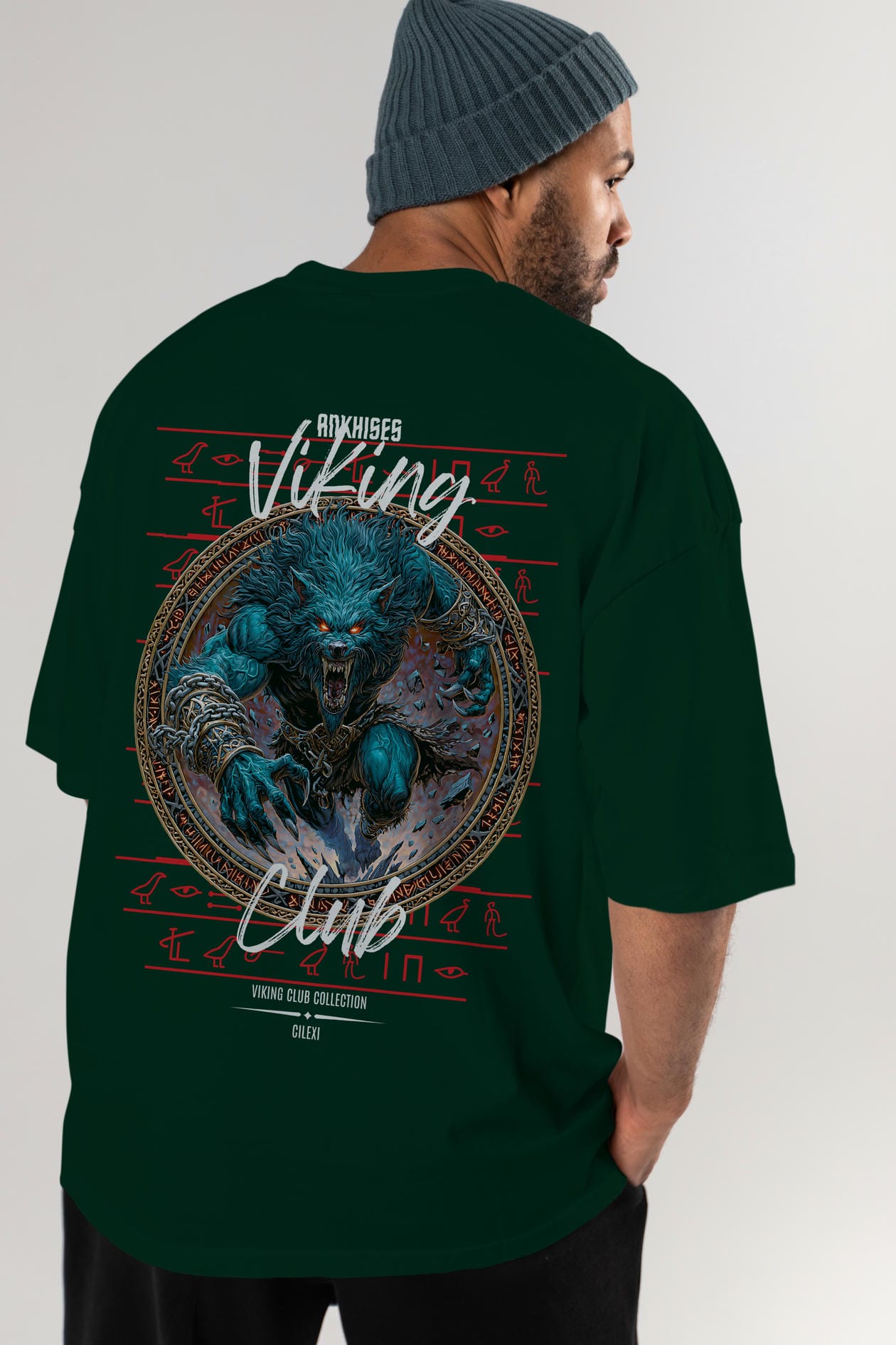 Fenrir Baskılı Oversize t-shirt Erkek Kadın %100 Pamuk Bisiklet Yaka tişort