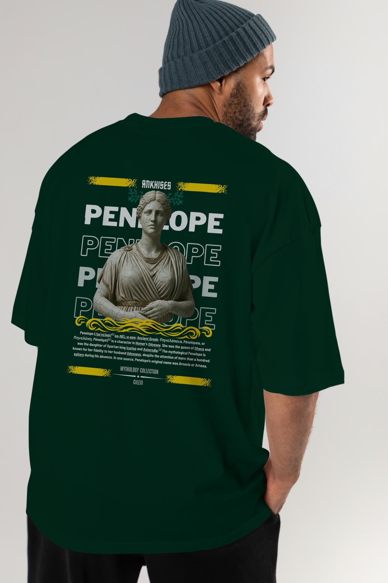 Penelope 1 Arka Baskılı Oversize t-shirt Erkek Kadın %100 Pamuk Bisiklet Yaka tişort