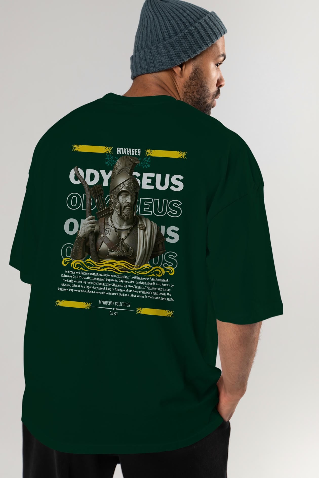 Odysseus 1 Arka Baskılı Oversize t-shirt Erkek Kadın %100 Pamuk Bisiklet Yaka tişort