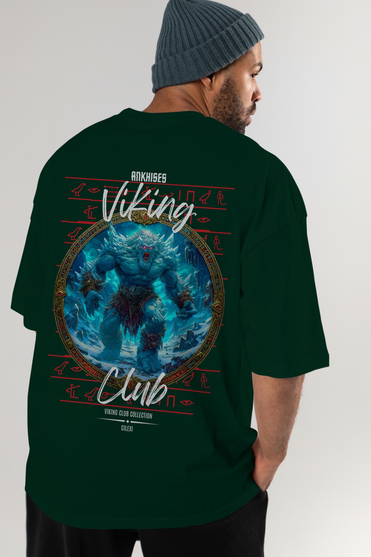 Ymir Arka Baskılı Oversize t-shirt Erkek Kadın %100 Pamuk Bisiklet Yaka tişort