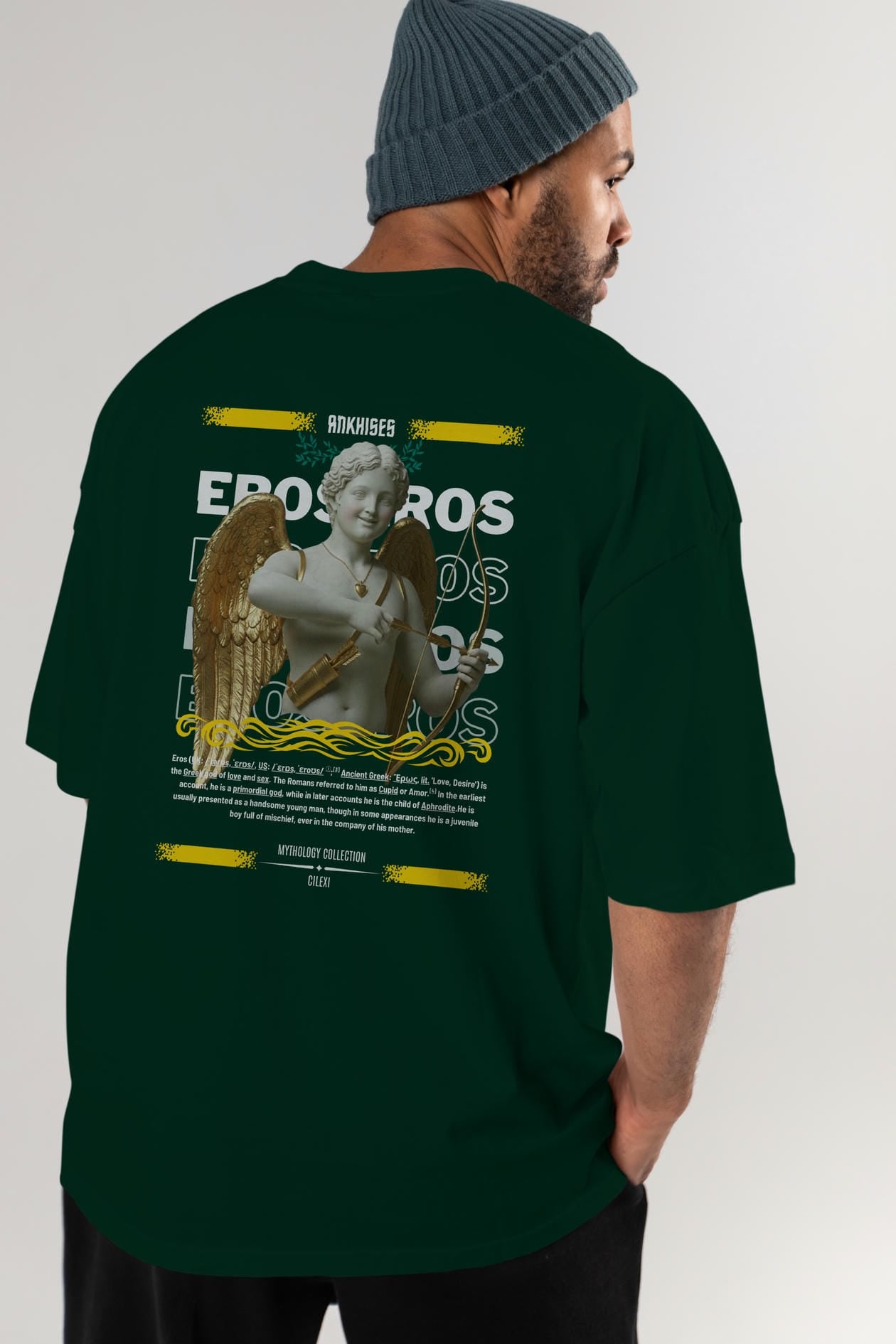 Eros Arka Baskılı Oversize t-shirt Erkek Kadın %100 Pamuk Bisiklet Yaka tişort