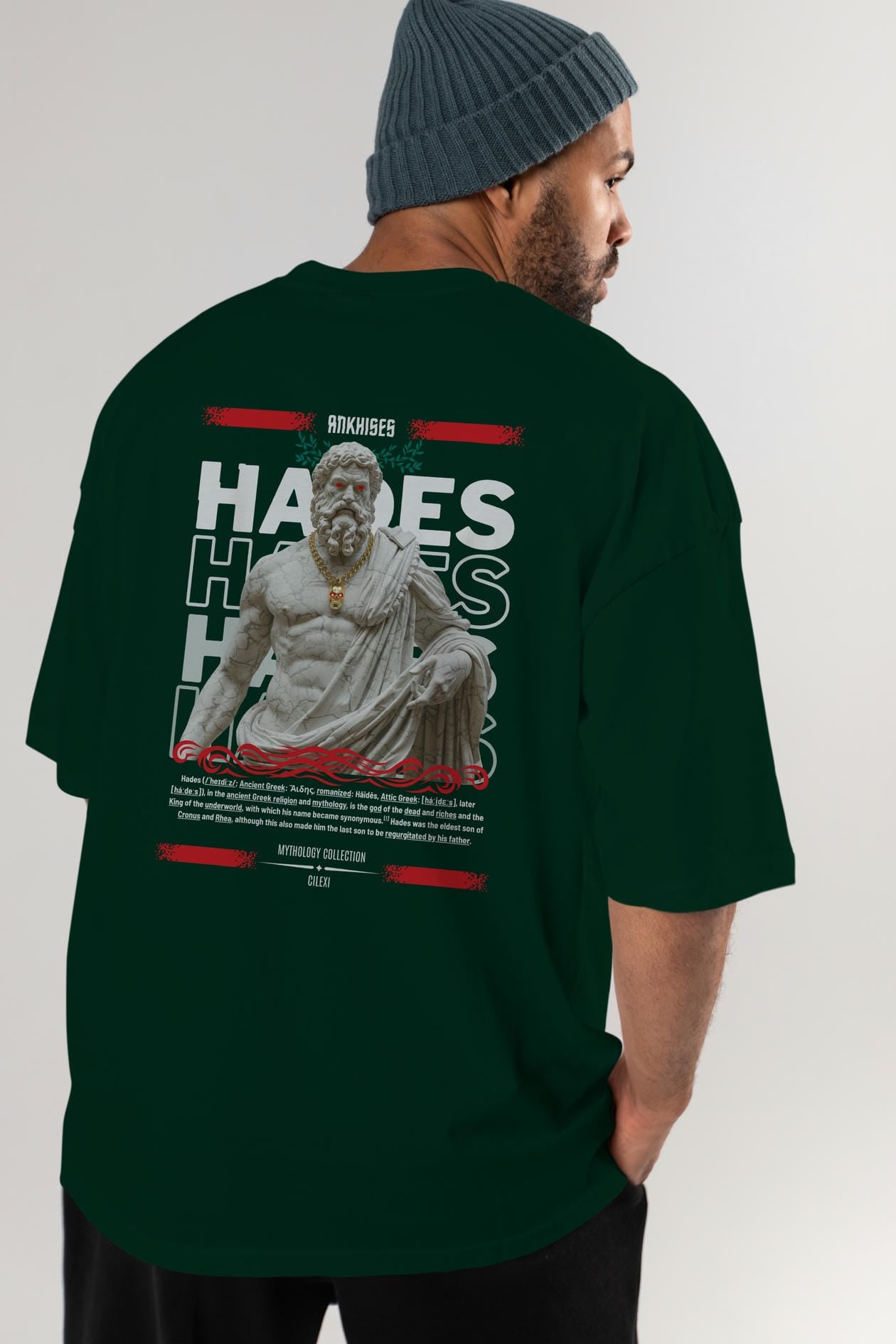 Hades 2 Arka Baskılı Oversize t-shirt Erkek Kadın %100 Pamuk Bisiklet Yaka tişort