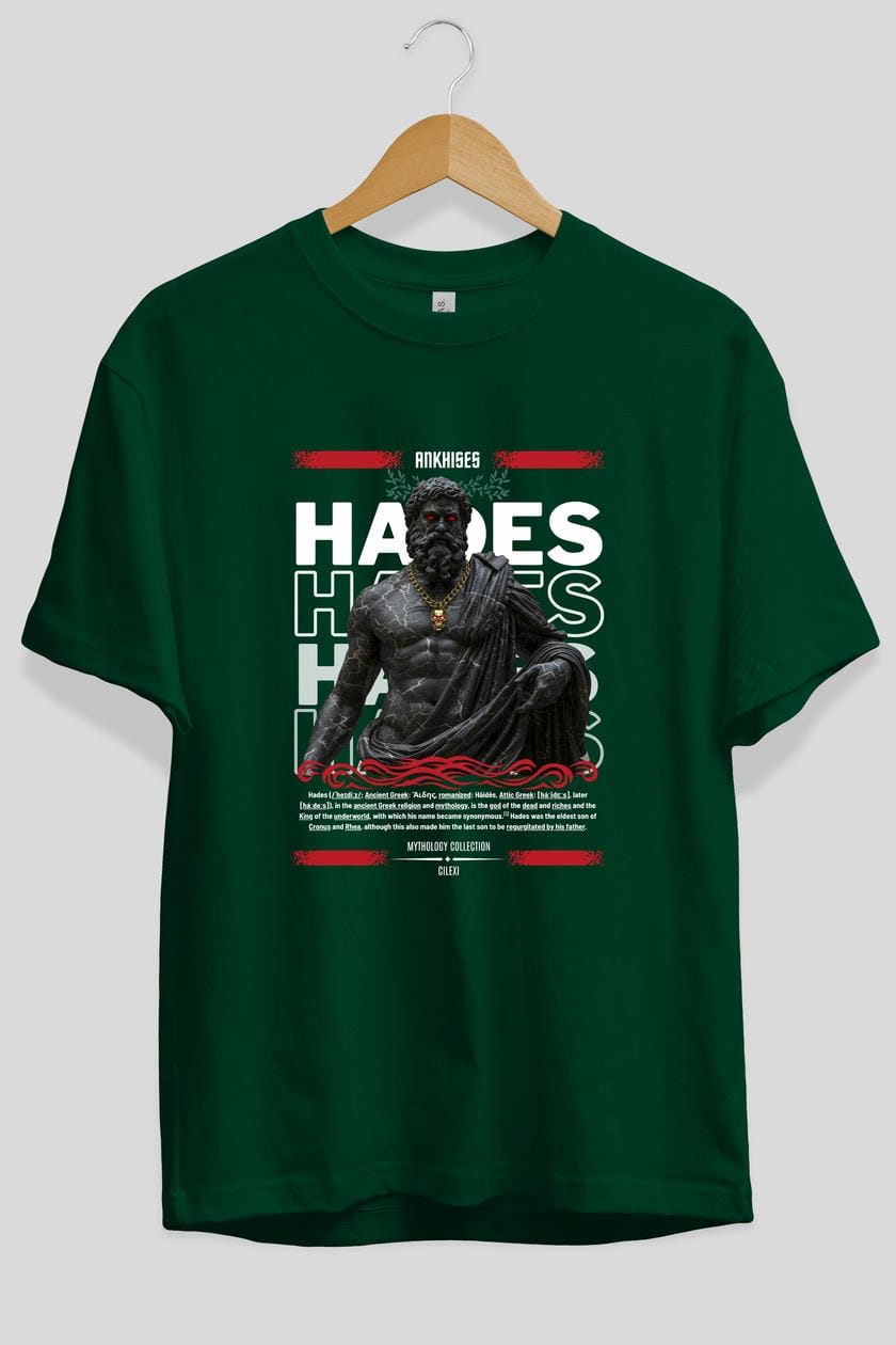 Hades 1 ön Baskılı Oversize t-shirt Erkek Kadın %100 Pamuk Bisiklet Yaka tişort
