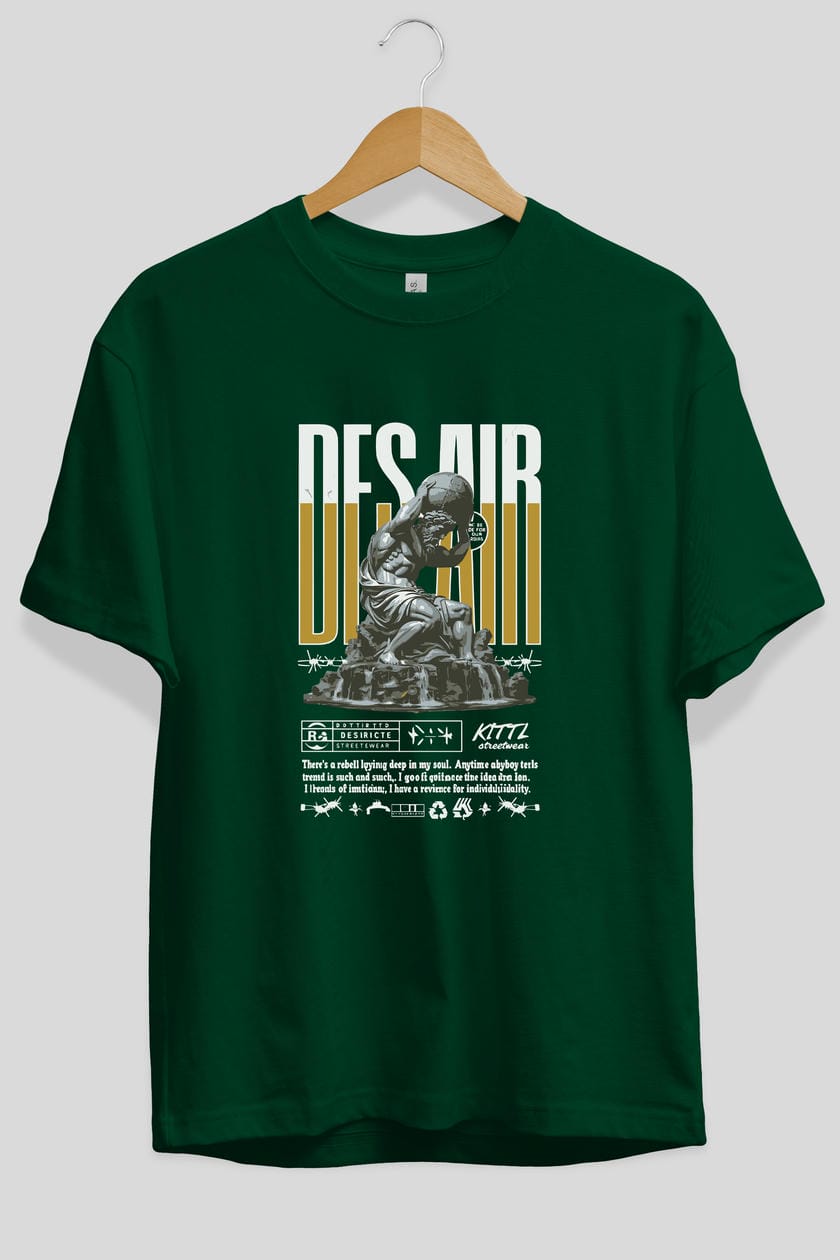 Des air ön Baskılı Oversize t-shirt Erkek Kadın %100 Pamuk Bisiklet Yaka tişort