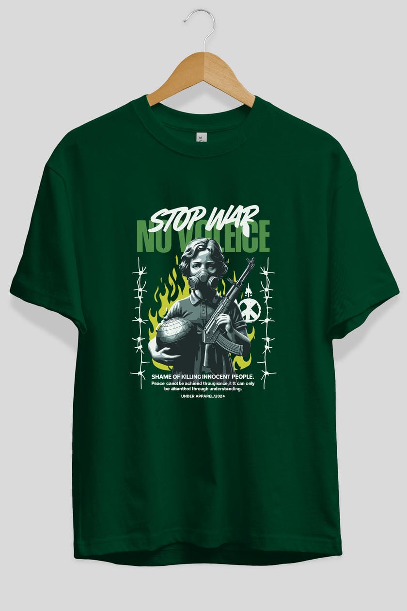 Stop War ön Baskılı Oversize t-shirt Erkek Kadın %100 Pamuk Bisiklet Yaka tişort