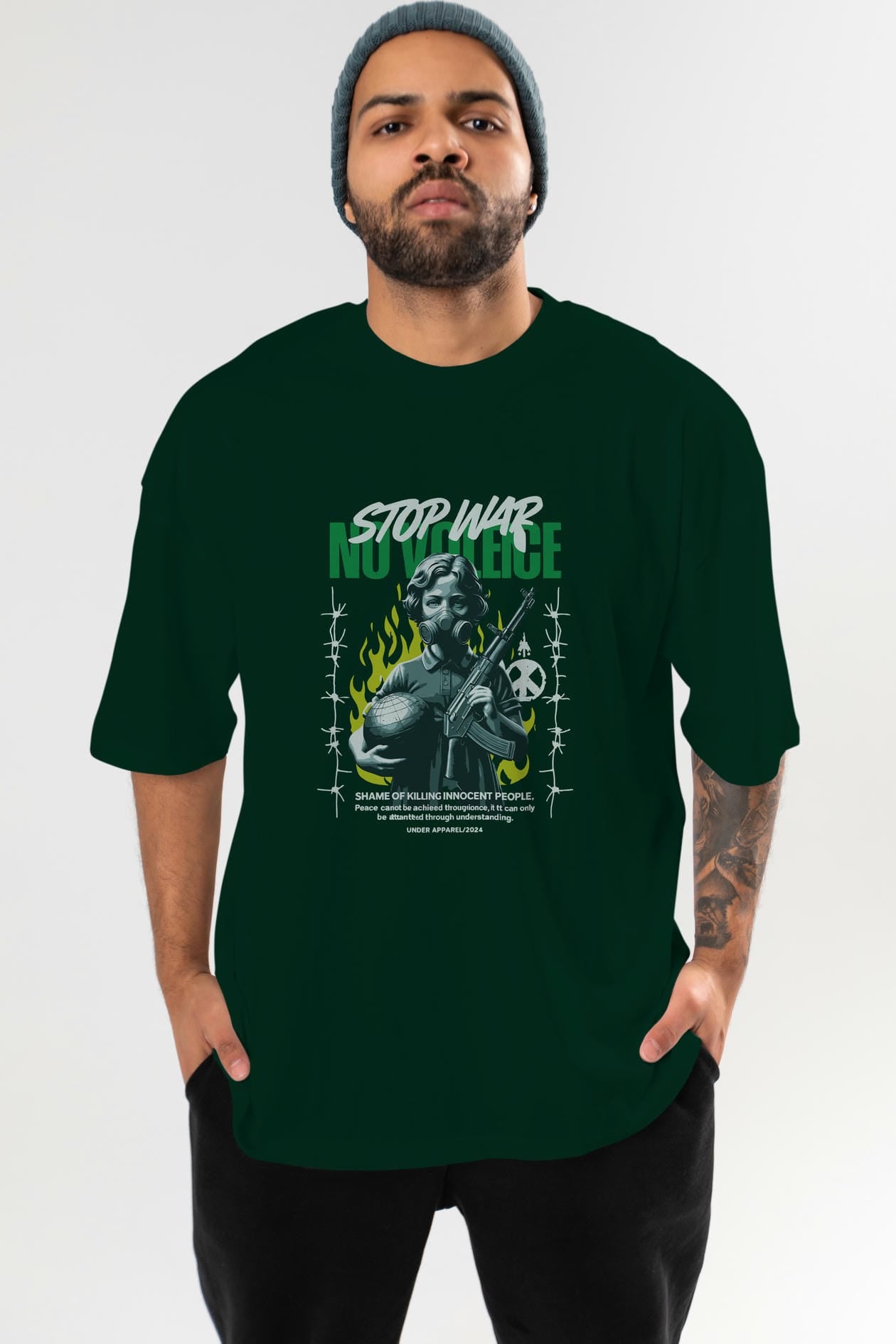 Stop War ön Baskılı Oversize t-shirt Erkek Kadın %100 Pamuk Bisiklet Yaka tişort