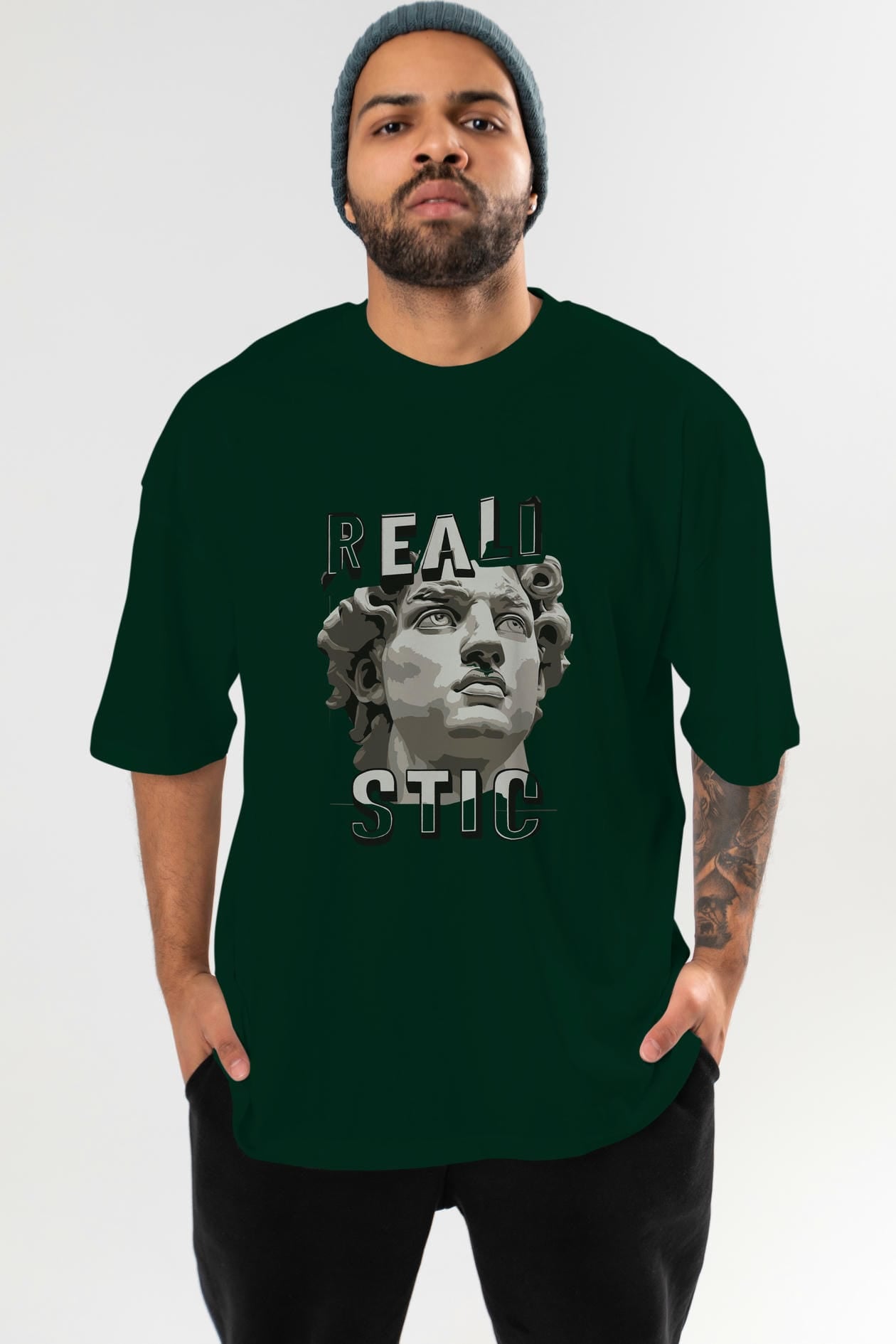 Realistic ön Baskılı Oversize t-shirt Erkek Kadın %100 Pamuk Bisiklet Yaka tişort