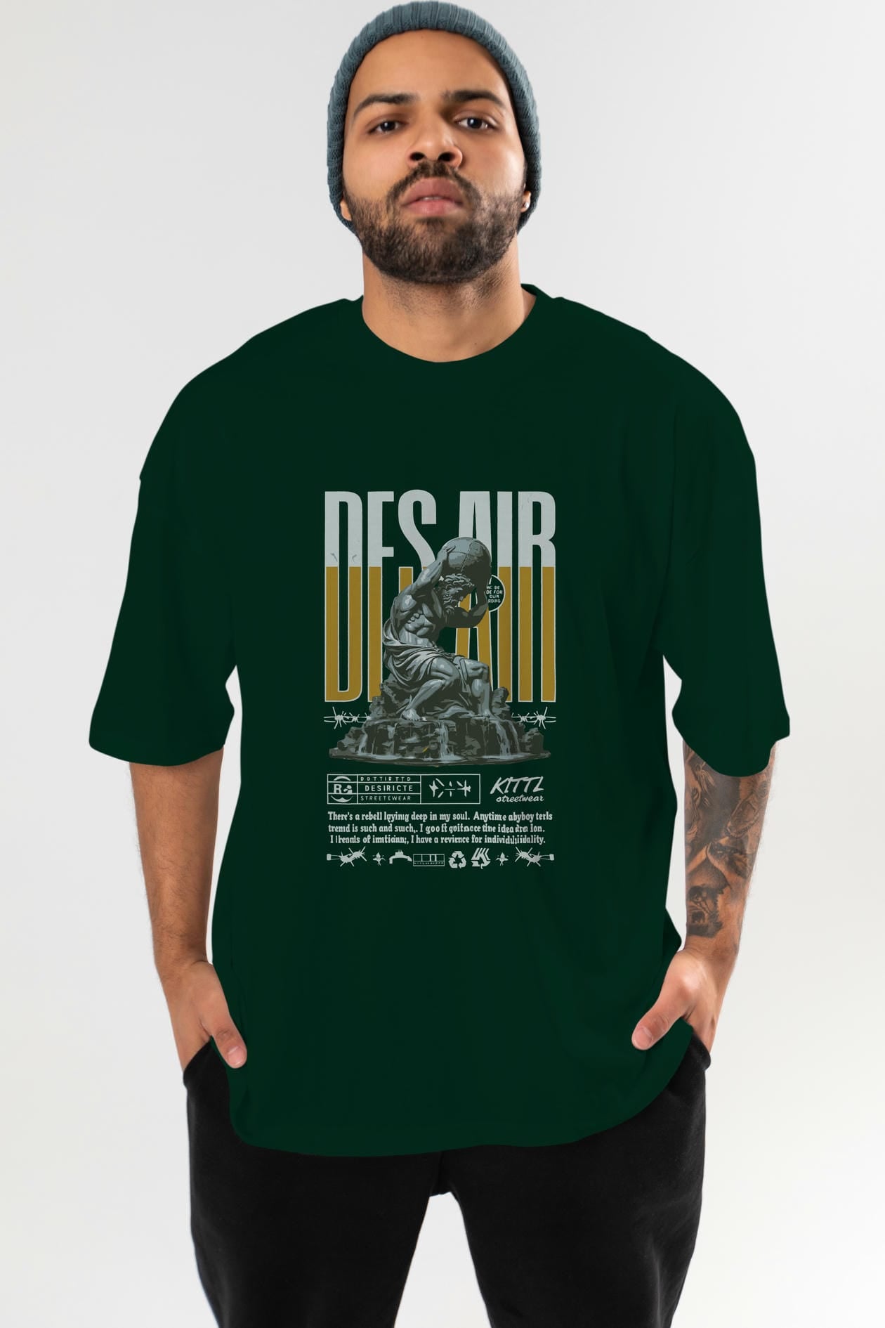 Des air ön Baskılı Oversize t-shirt Erkek Kadın %100 Pamuk Bisiklet Yaka tişort