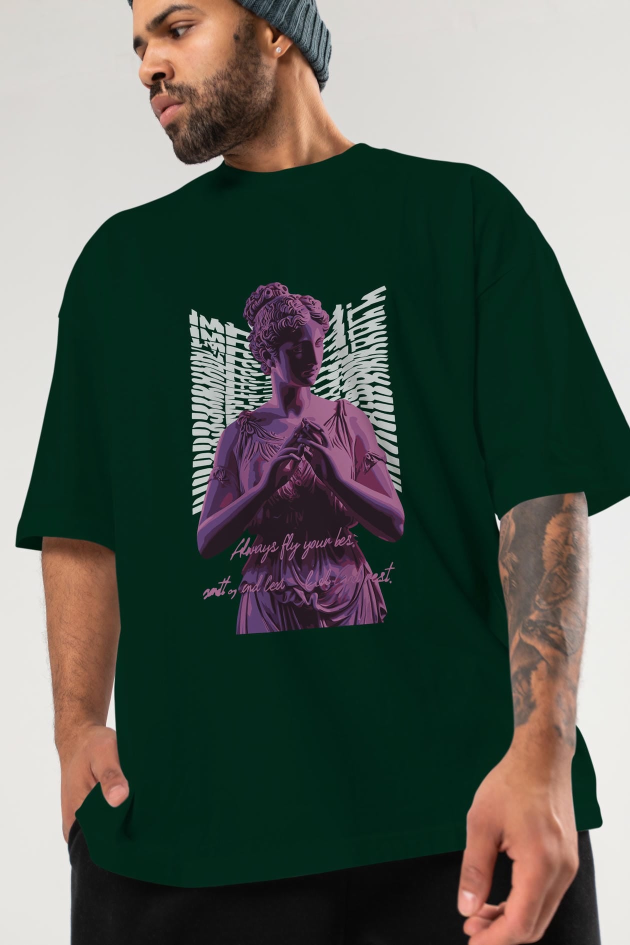 Always Fly ön Baskılı Oversize t-shirt Erkek Kadın %100 Pamuk Bisiklet Yaka tişort