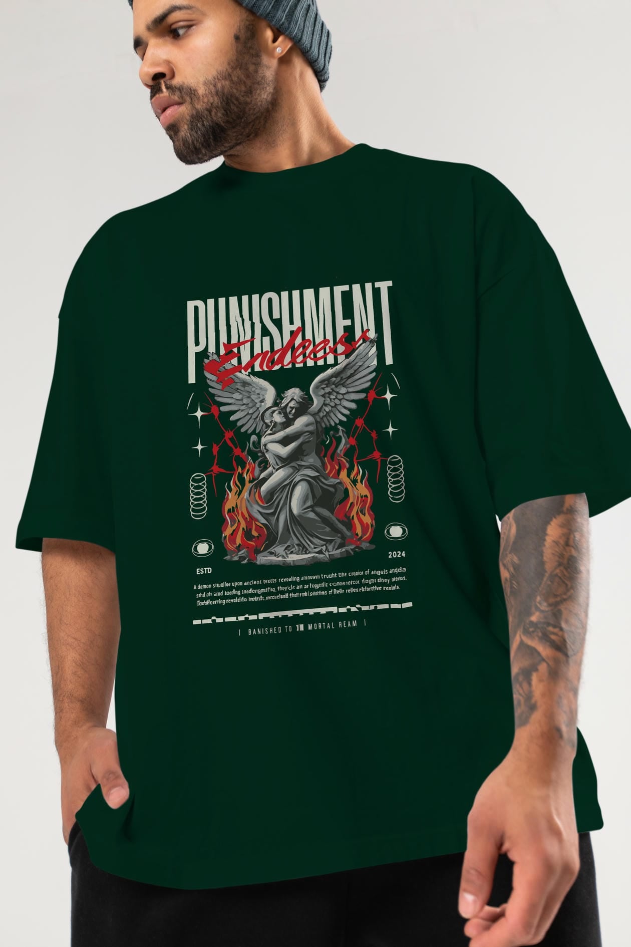 Punishment Endeess ön Baskılı Oversize t-shirt Erkek Kadın %100 Pamuk Bisiklet Yaka tişort