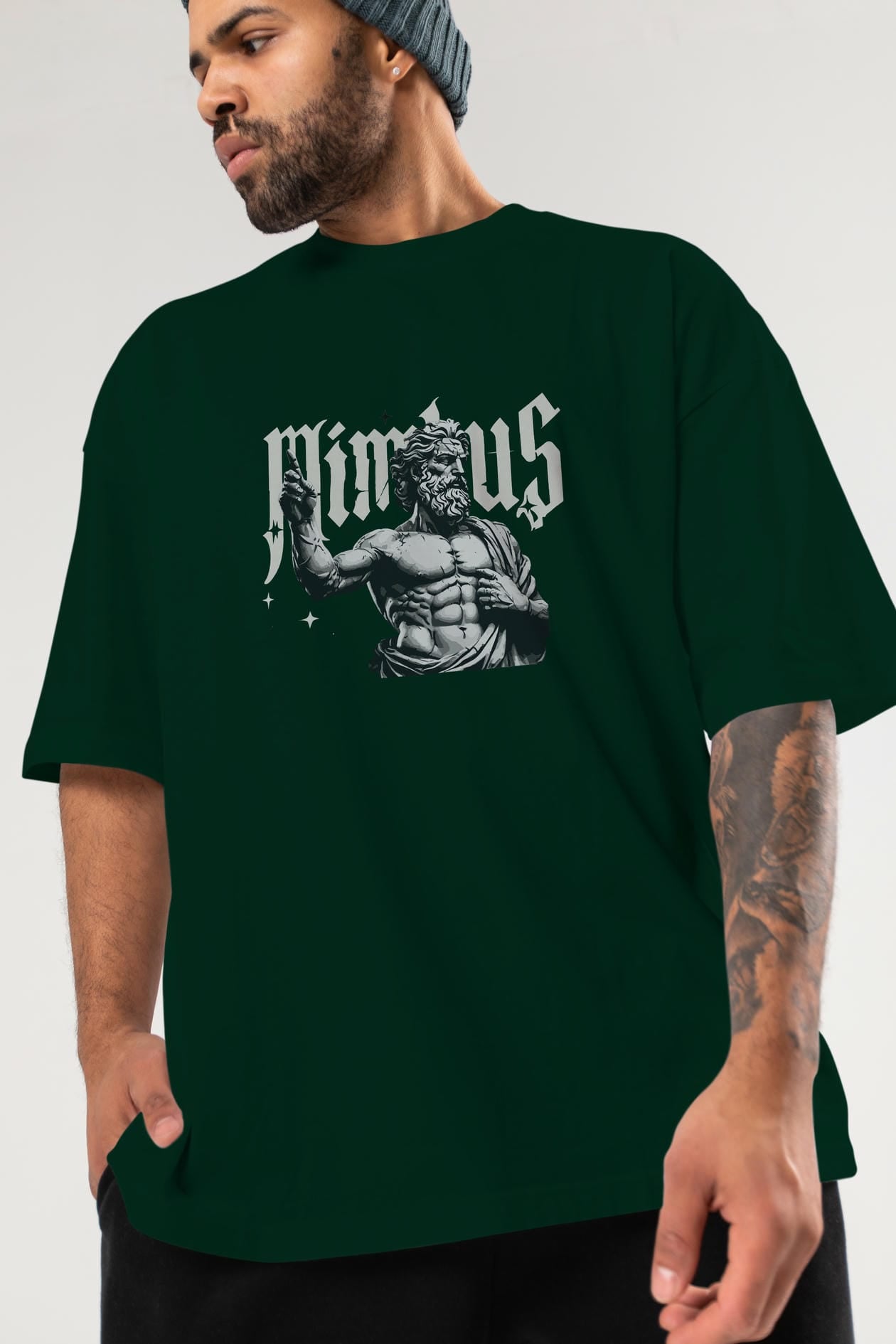 Mimbus Zeus ön Baskılı Oversize t-shirt Erkek Kadın %100 Pamuk Bisiklet Yaka tişort