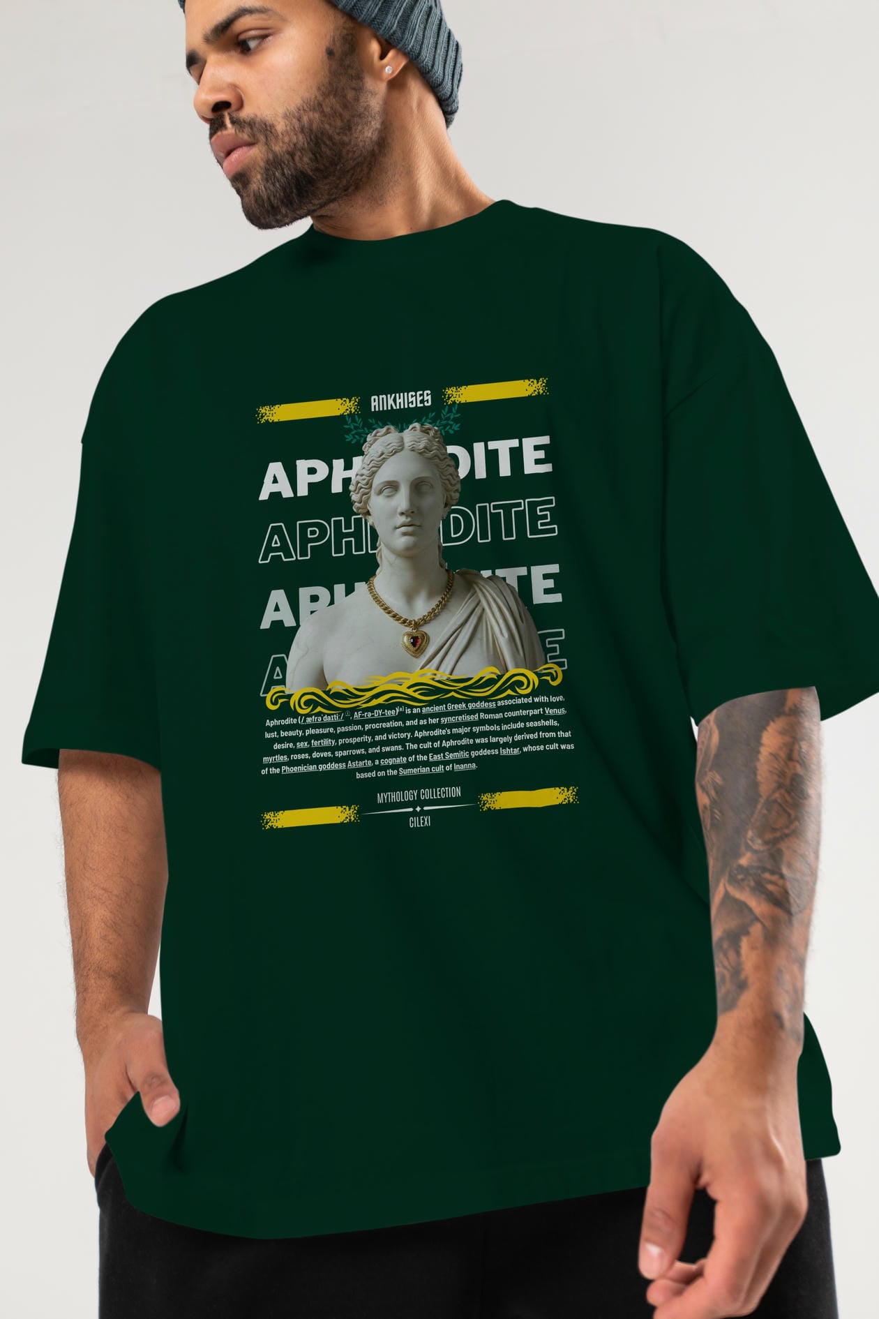 Aphrodite 1 ön Baskılı Oversize t-shirt Erkek Kadın %100 Pamuk Bisiklet Yaka tişort