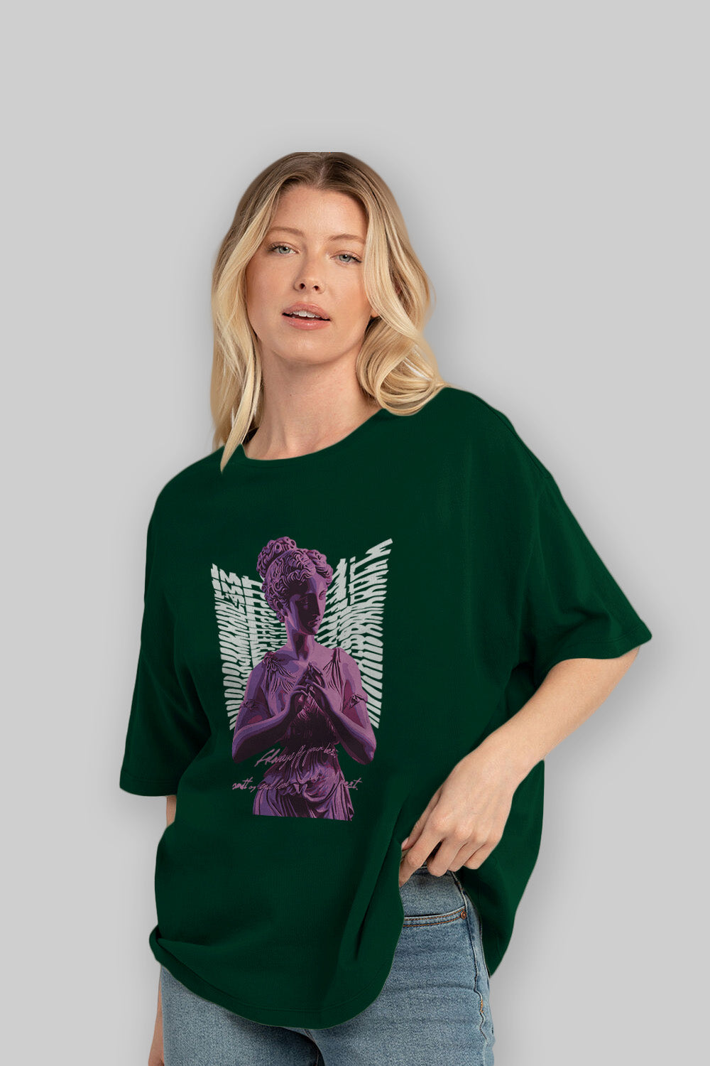 Always Fly ön Baskılı Oversize t-shirt Erkek Kadın %100 Pamuk Bisiklet Yaka tişort