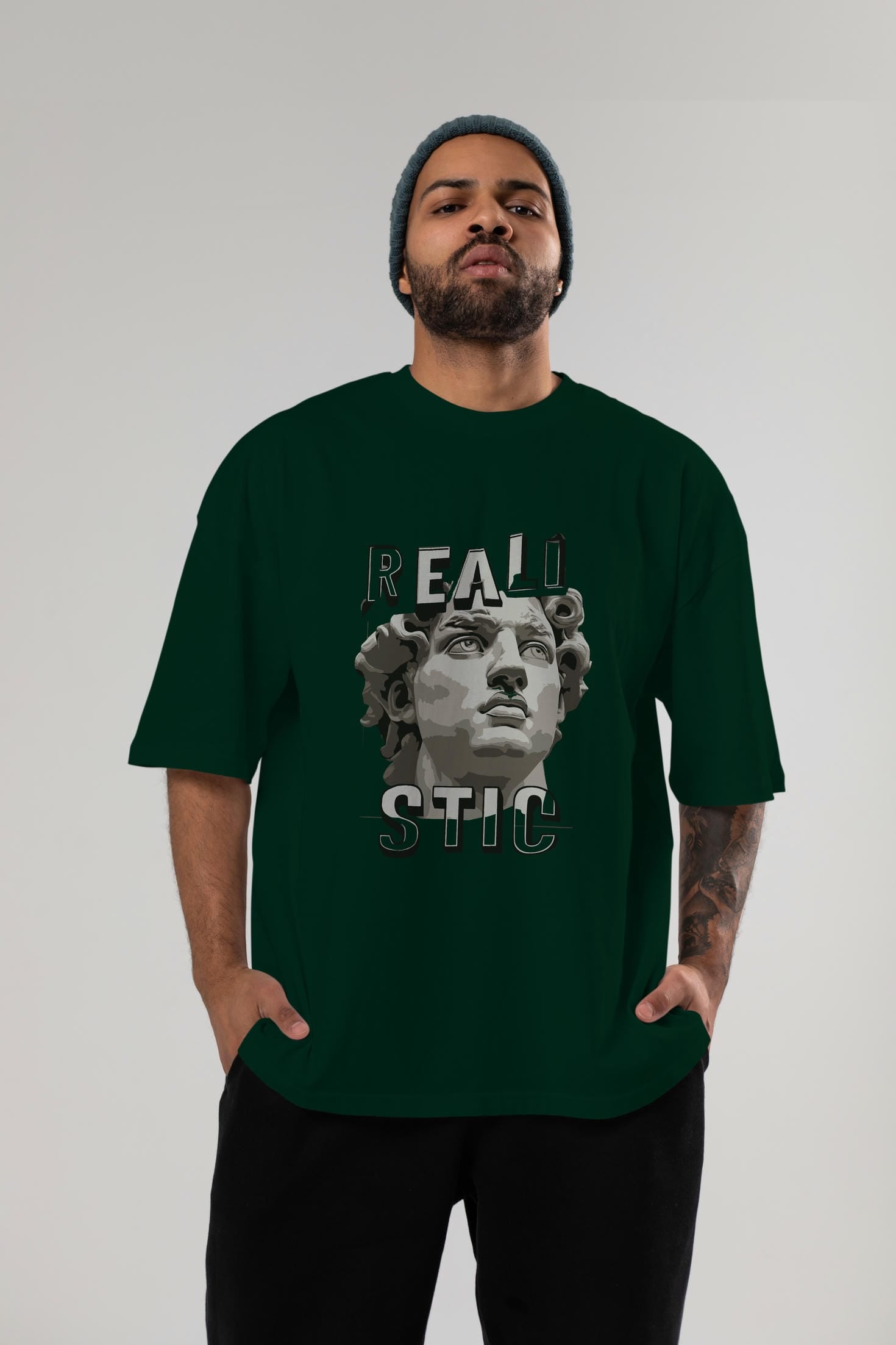Realistic ön Baskılı Oversize t-shirt Erkek Kadın %100 Pamuk Bisiklet Yaka tişort