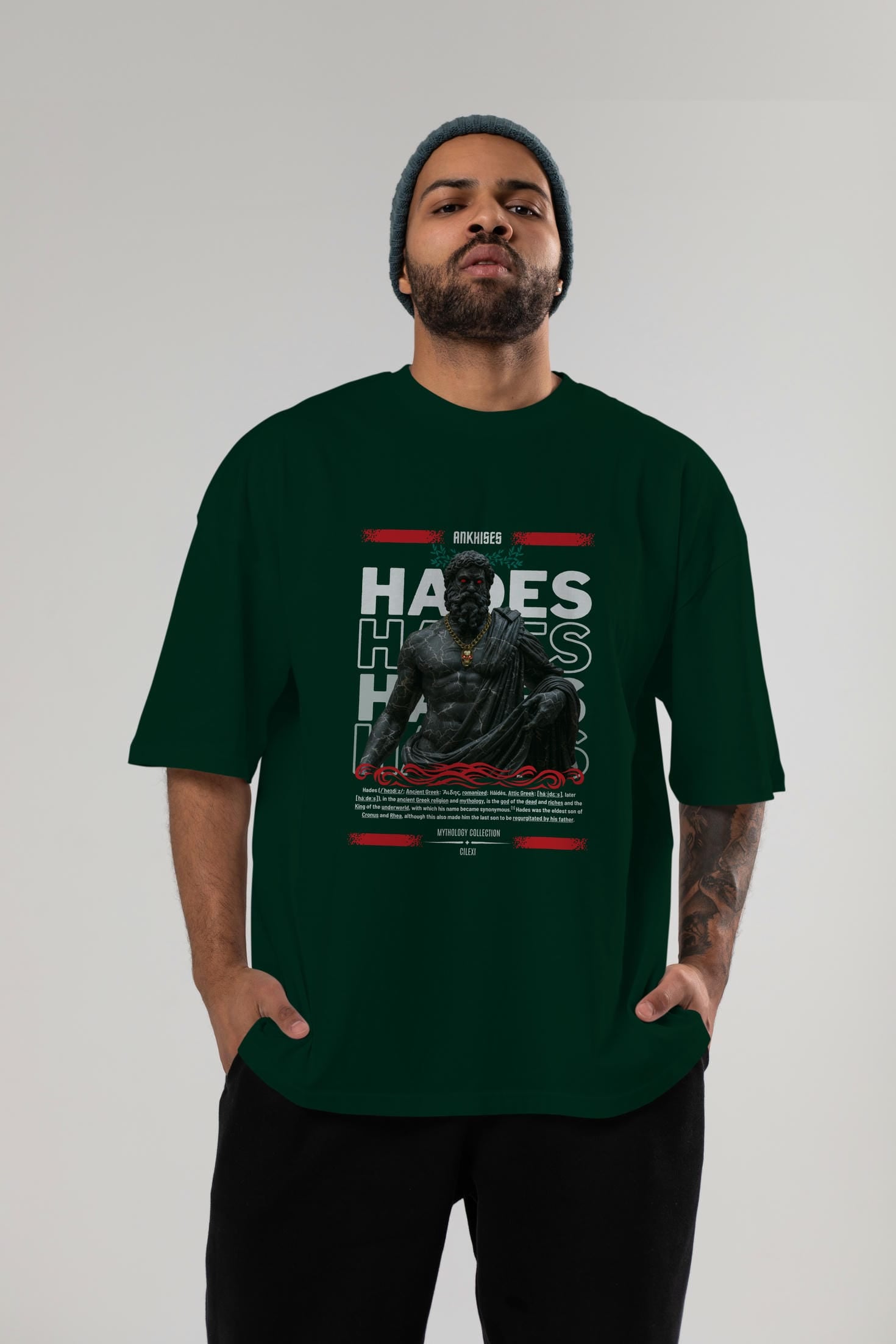 Hades 1 ön Baskılı Oversize t-shirt Erkek Kadın %100 Pamuk Bisiklet Yaka tişort