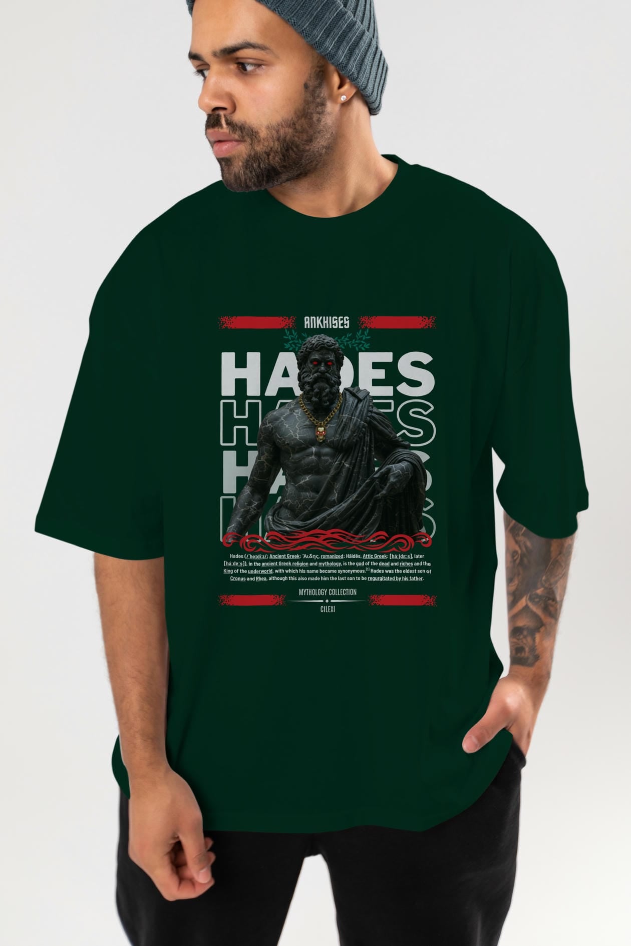 Hades 1 ön Baskılı Oversize t-shirt Erkek Kadın %100 Pamuk Bisiklet Yaka tişort