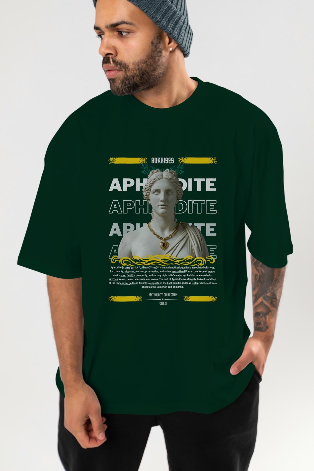 Aphrodite 1 ön Baskılı Oversize t-shirt Erkek Kadın %100 Pamuk Bisiklet Yaka tişort