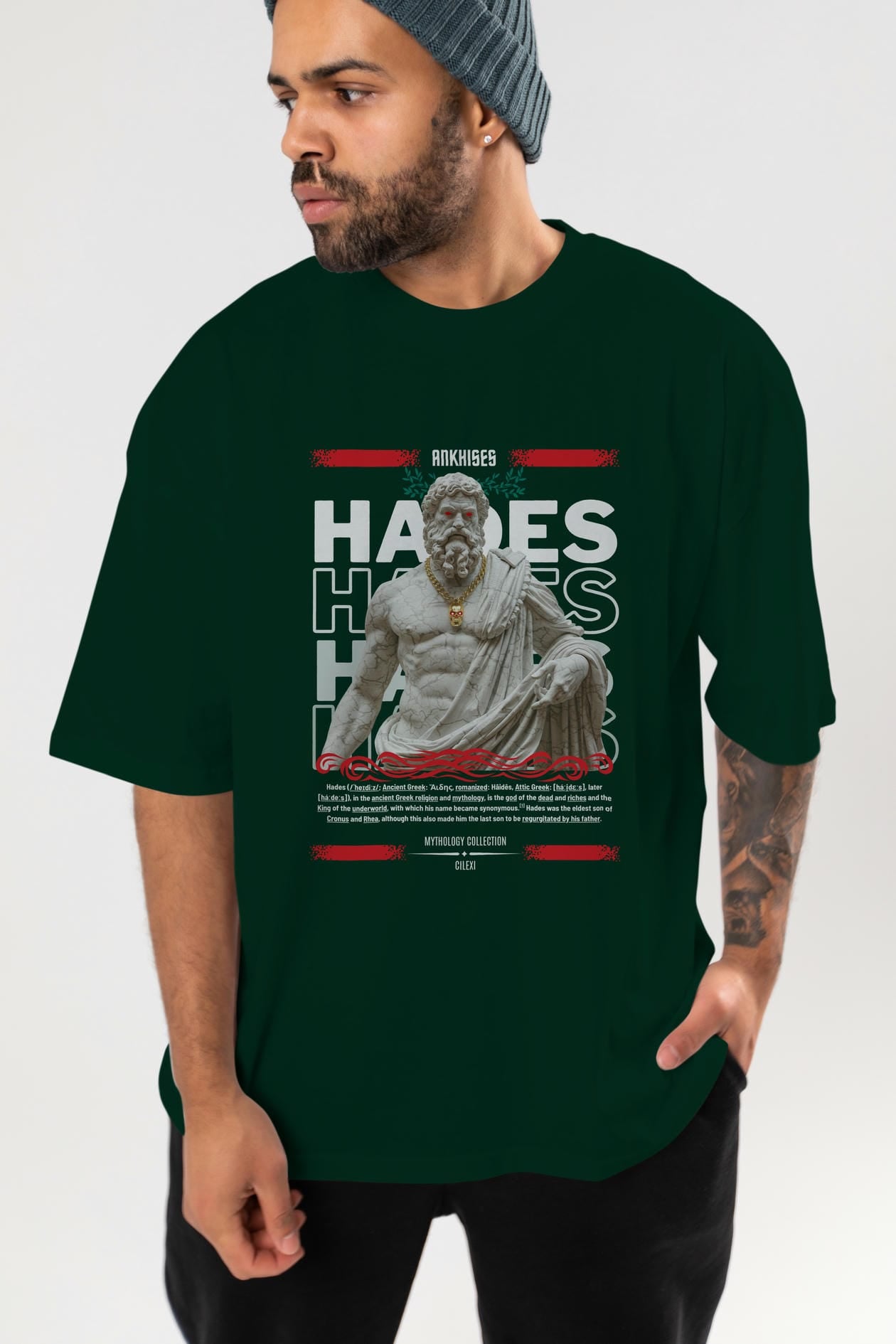 Hades 2 ön Baskılı Oversize t-shirt Erkek Kadın %100 Pamuk Bisiklet Yaka tişort