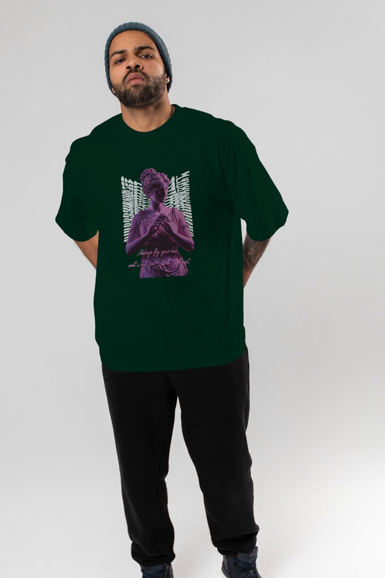 Always Fly ön Baskılı Oversize t-shirt Erkek Kadın %100 Pamuk Bisiklet Yaka tişort