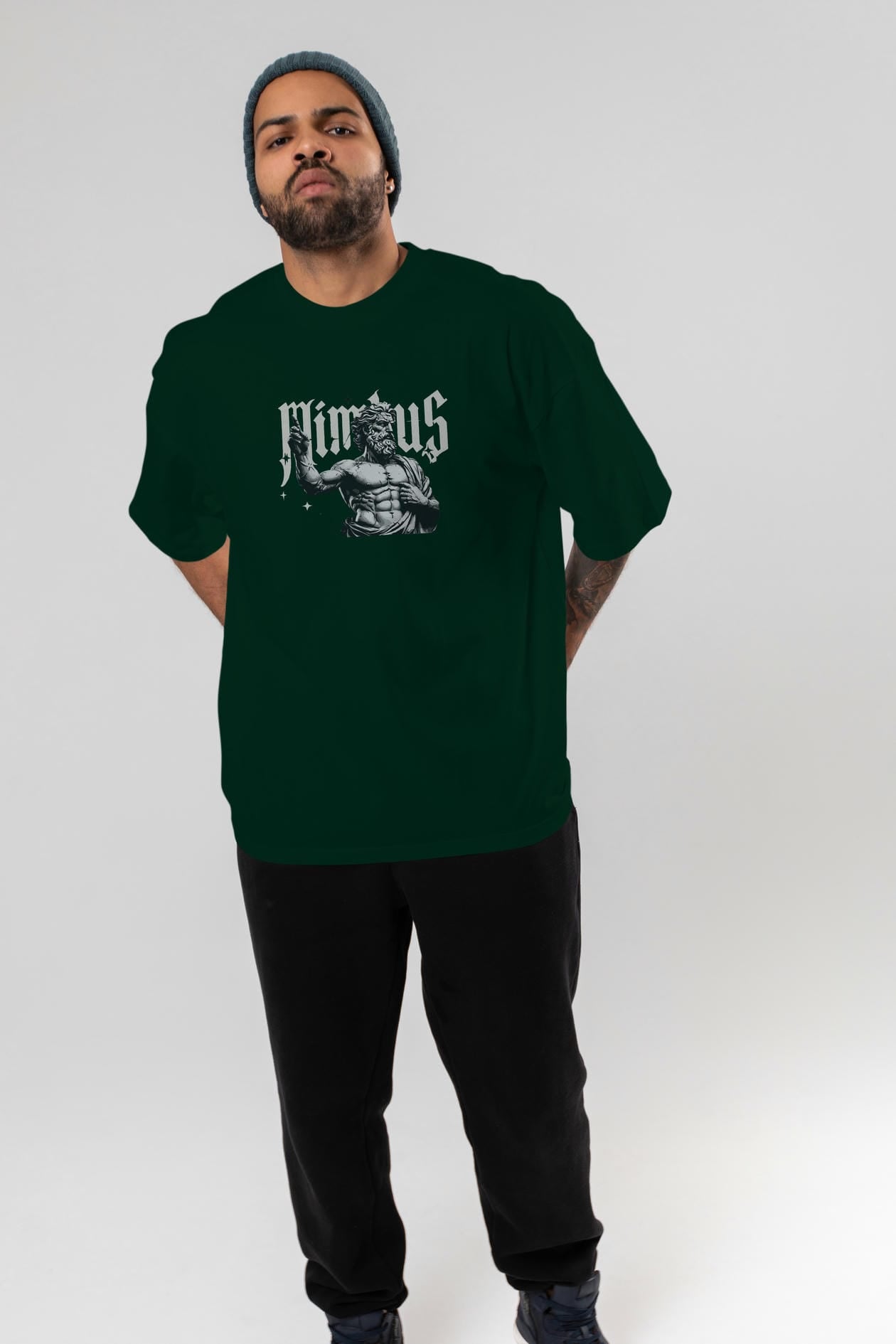 Mimbus Zeus ön Baskılı Oversize t-shirt Erkek Kadın %100 Pamuk Bisiklet Yaka tişort